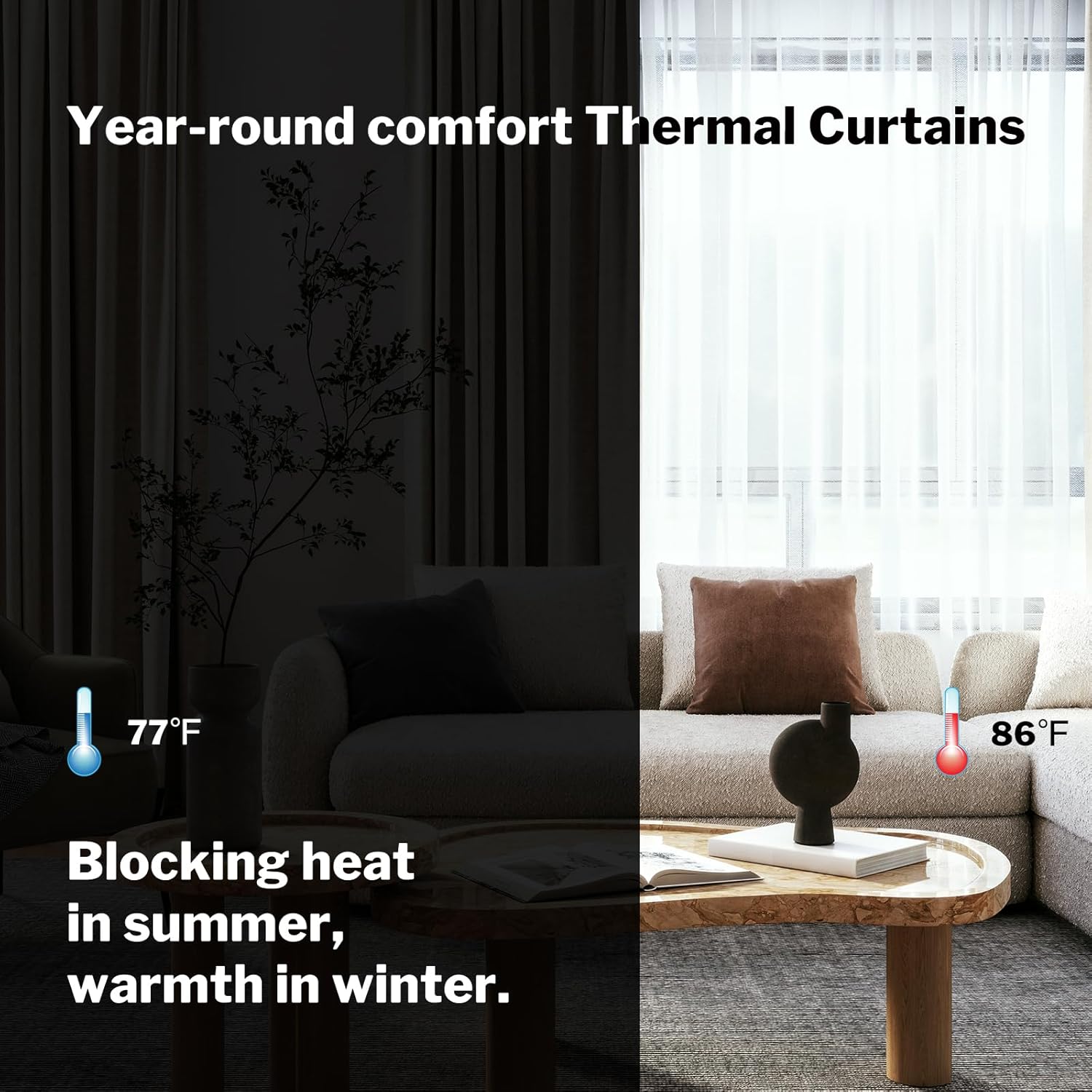 Anpark Cortinas 100% opacas con bloqueo de luz completa, cortinas con aislamiento térmico y alzapaños, paneles de cortina de privacidad total para