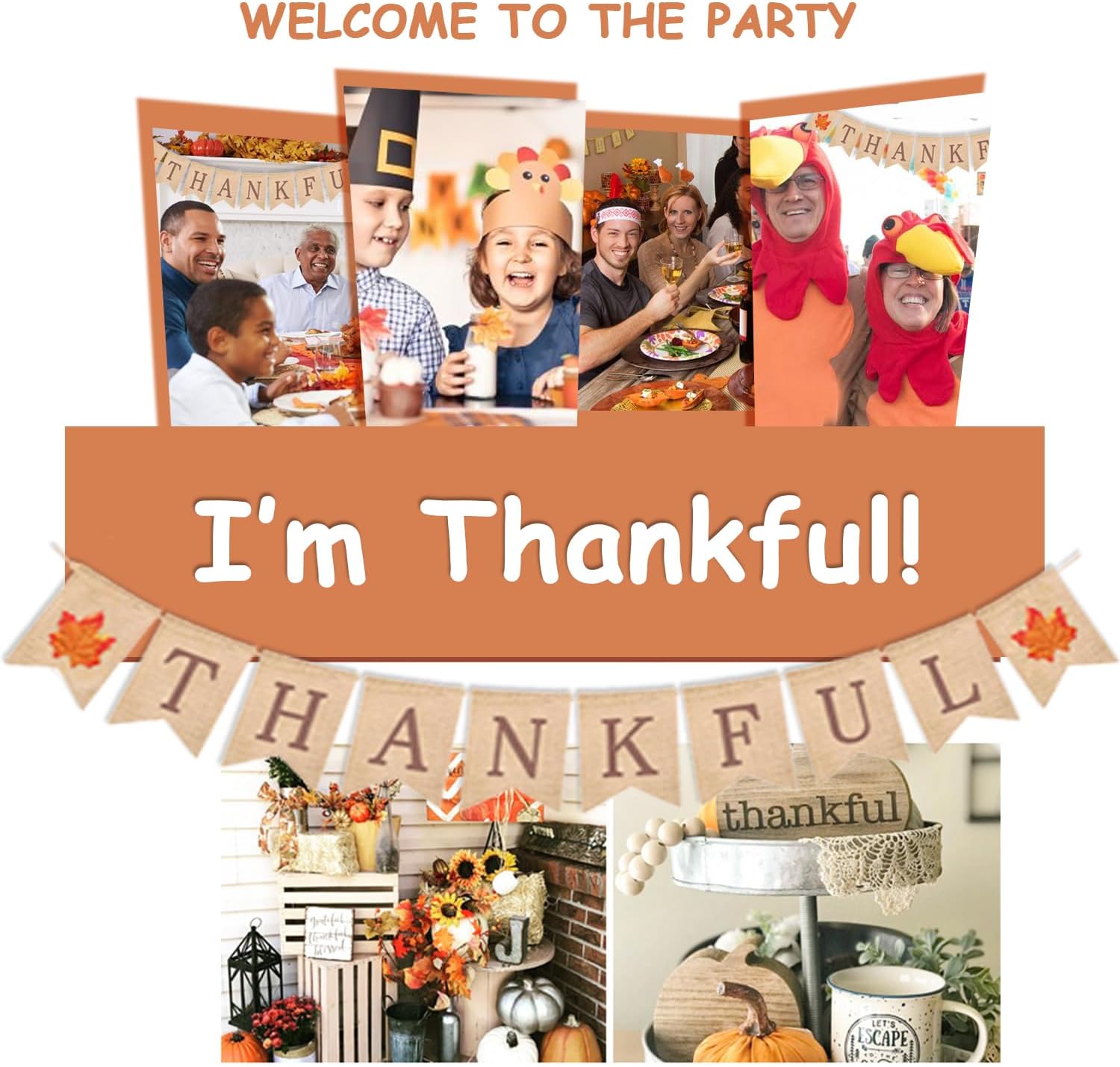 Cartel de arpillera con texto en inglés Thankful de otoño con hojas de arce rústicas para repisa, chimenea, colgar en la pared para bienvenida,