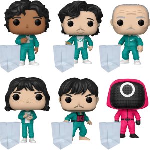 Blue Salamander Emporium Squid Game Ali, Gi-Hun, Oh Il-NAM, SAE-Byeok, Sang-Woo y Masked Worker Figura de vinilo con 6 fundas de plástico compatibles Blue Salamander Emporium Squid Game Ali, Gi-Hun, Oh Il-NAM, SAE-Byeok, Sang-Woo y Masked Worker Figura de vinilo con 6 fundas de plástico compatibles