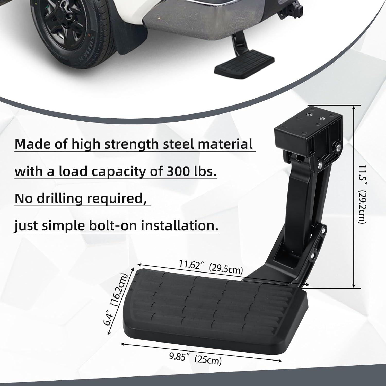 75328-01A – Escalón para cama trasera de camión compatible con Ford F150 (2021-2023) (excluye escape doble), parachoques retráctil, escalón de pie