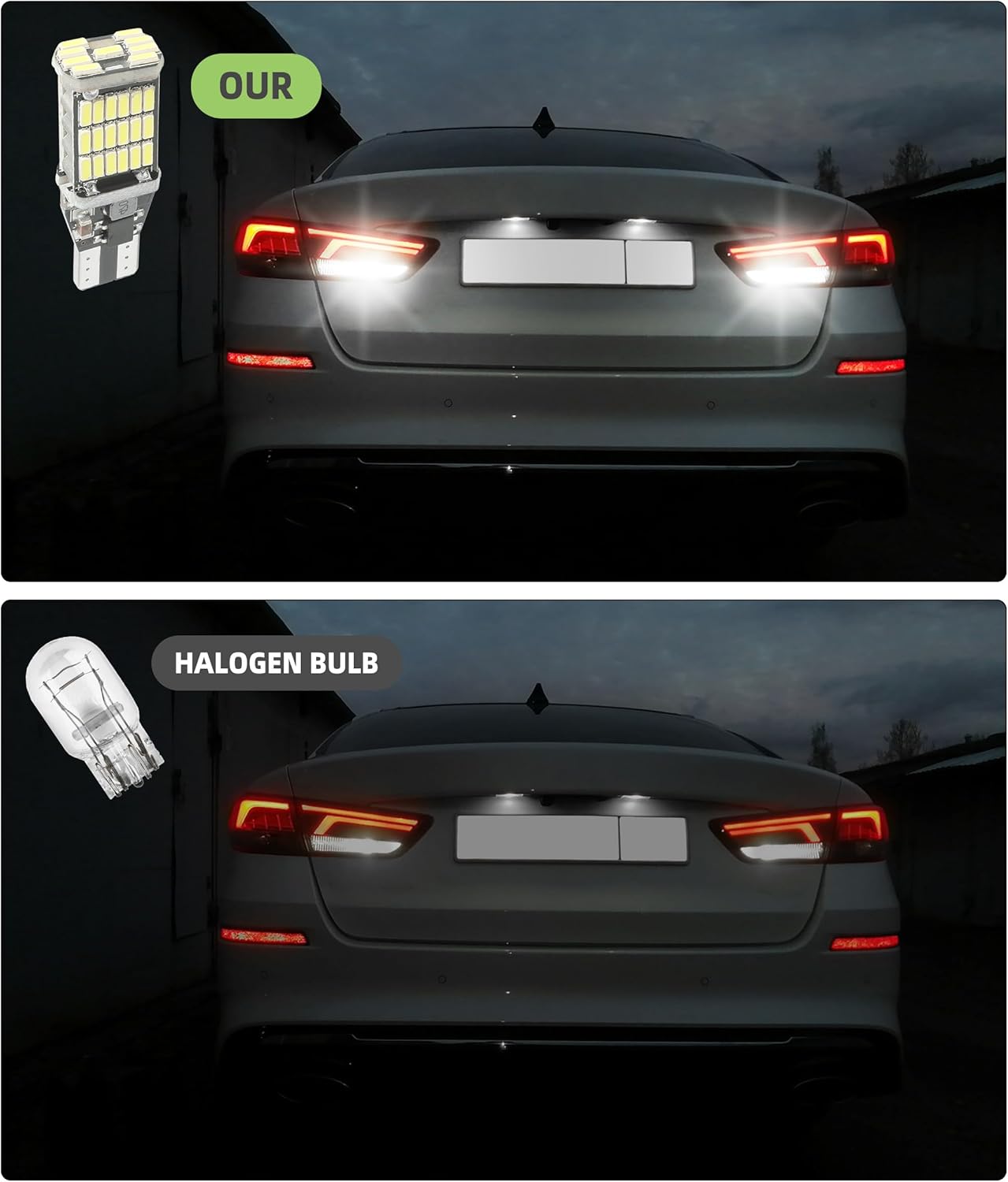 RACOONA Paquete de 4 luces LED de marcha atrás, bombilla de marcha atrás, accesorios de automóvil, sin errores, luces traseras LED, luces de giro,