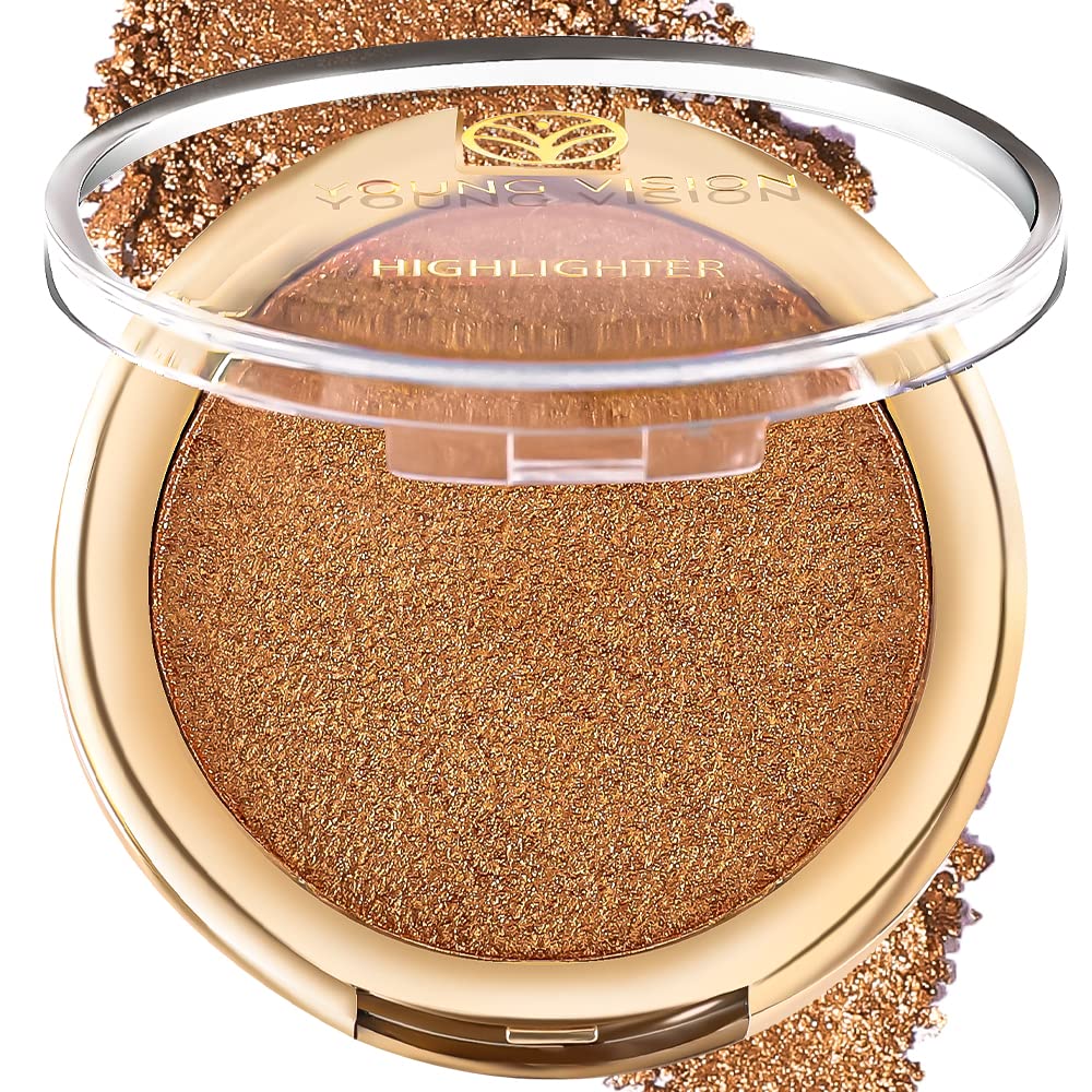 YOUNG VISION Paleta de polvos iluminadores horneados, tonos brillantes de perlas transparentes para maquillaje iluminador facial, iluminadores de