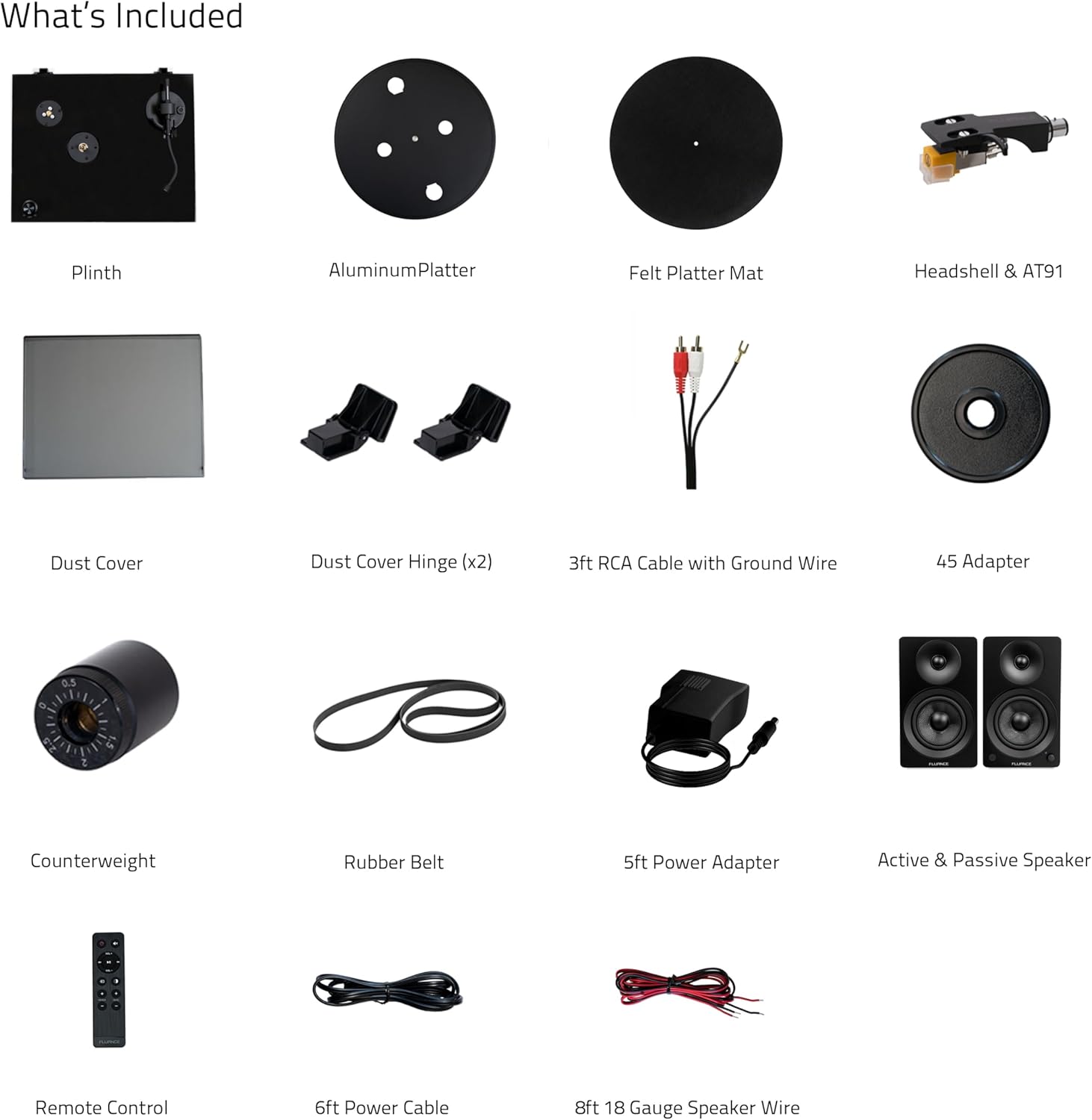 Fluance RT80 – Tocadiscos clásicos de vinilo de alta fidelidad con altavoces estéreo de 6.5 pulgadas, lápiz óptico de diamante, transmisión por