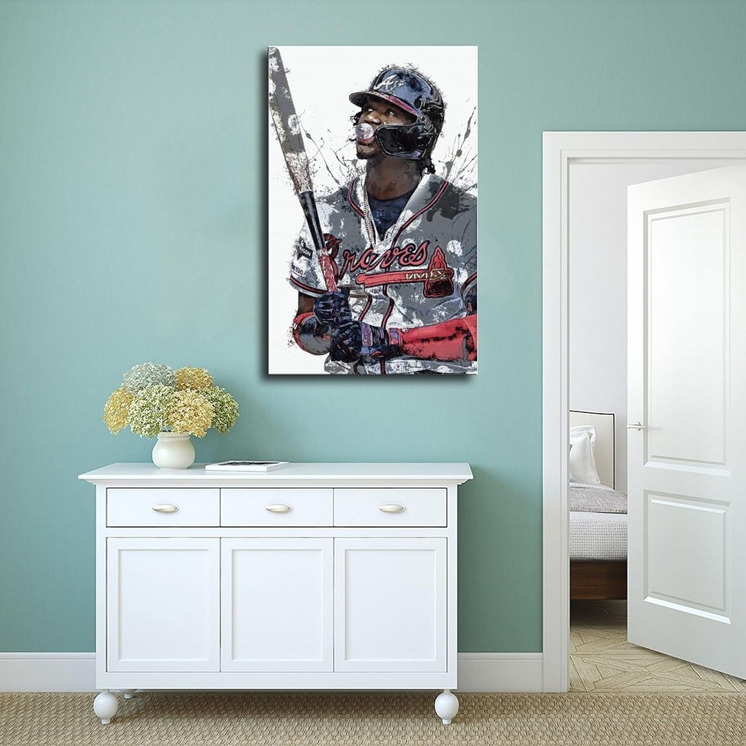 Ronald Acuña Jr – Póster en lienzo de béisbol, póster de lienzo para decoración de pared, pinturas para sala de estar, dormitorio, sin marco, estilo