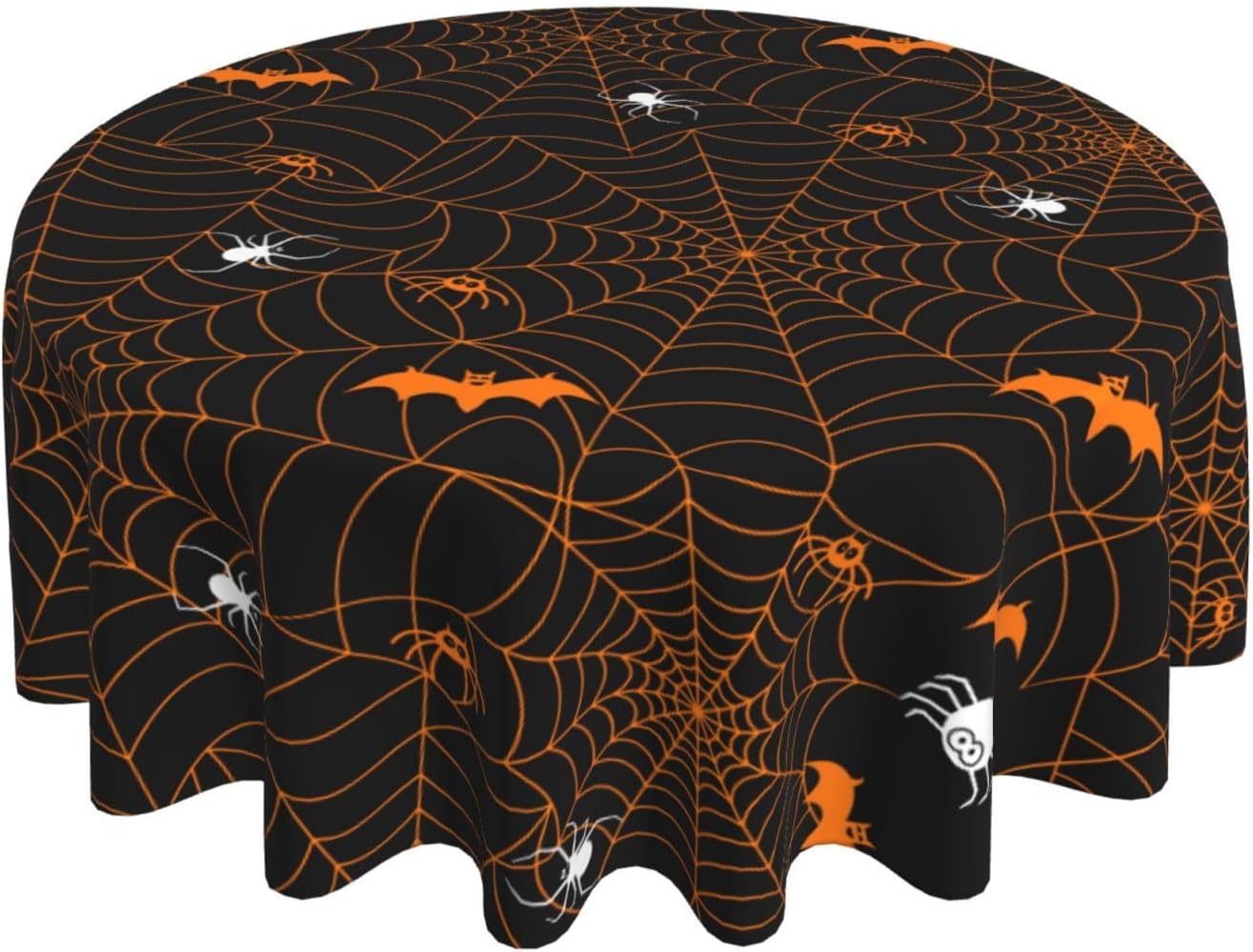 Mantel de Halloween Elements con diseño de murciélago y araña, color negro, lavable, para cocina, comedor, picnic y fiesta