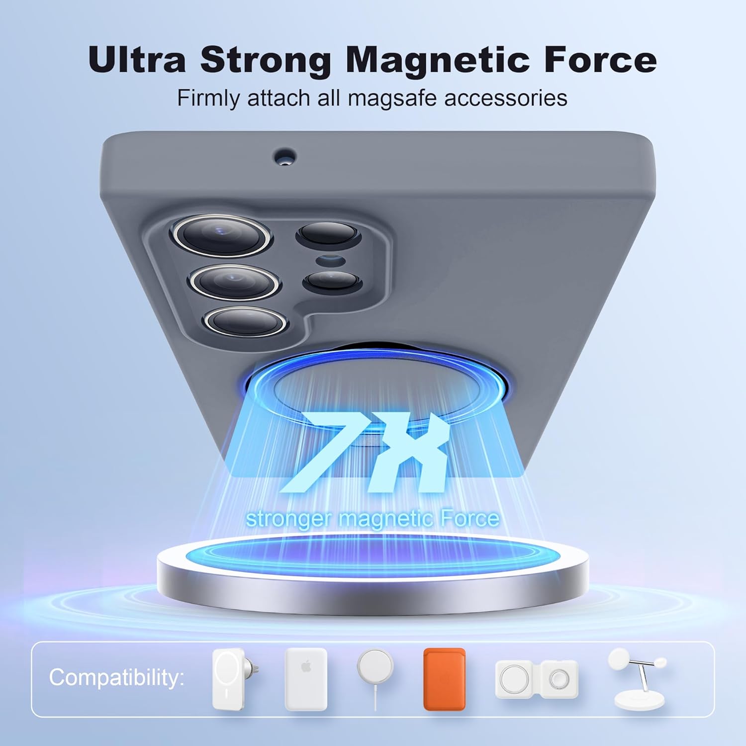 Funda para Samsung Galaxy S23 Ultra con soporte de anillo magnético de silicona de 6.8 pulgadas para mujeres y hombres compatible con MagSafe