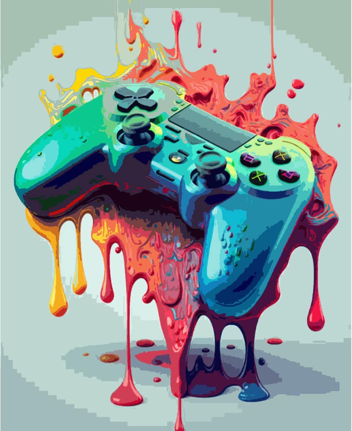 Aihonmin Pintura acrílica por números para adultos, kit de pintura al óleo colorido para bricolaje, letrero de juego deslumbrante, pintura, lienzo
