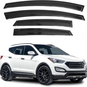 Visor de ventana compatible con Hyundai Santa Fe 2013-2018, protector contra la lluvia, extraduradero, deflector de ventana de ventilación lateral, Visor de ventana compatible con Hyundai Santa Fe 2013-2018, protector contra la lluvia, extraduradero, deflector de ventana de ventilación lateral,