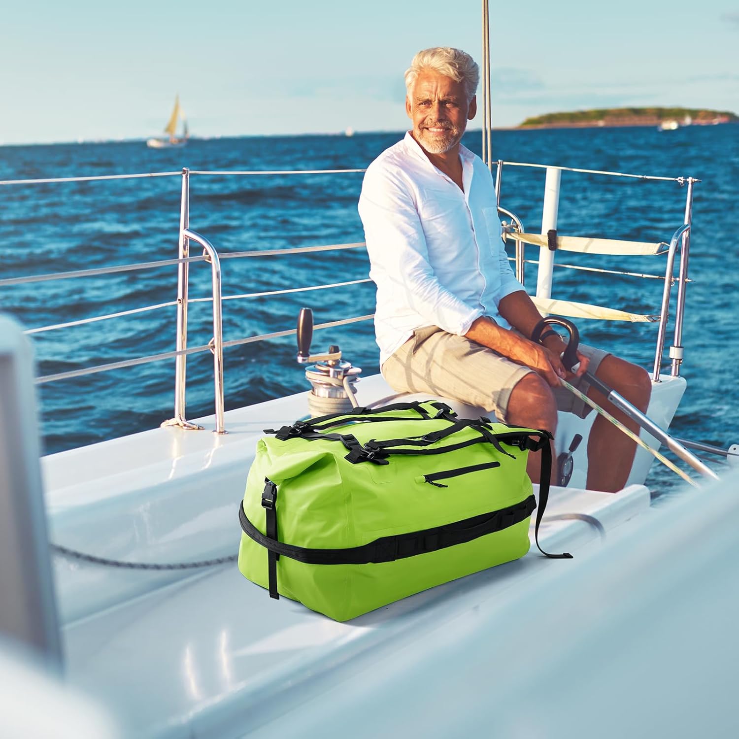 Haimont Mochila de lona grande impermeable con parte superior enrollable, bolsa de lona seca resistente para navegación, viajes, motocicleta, kayak,