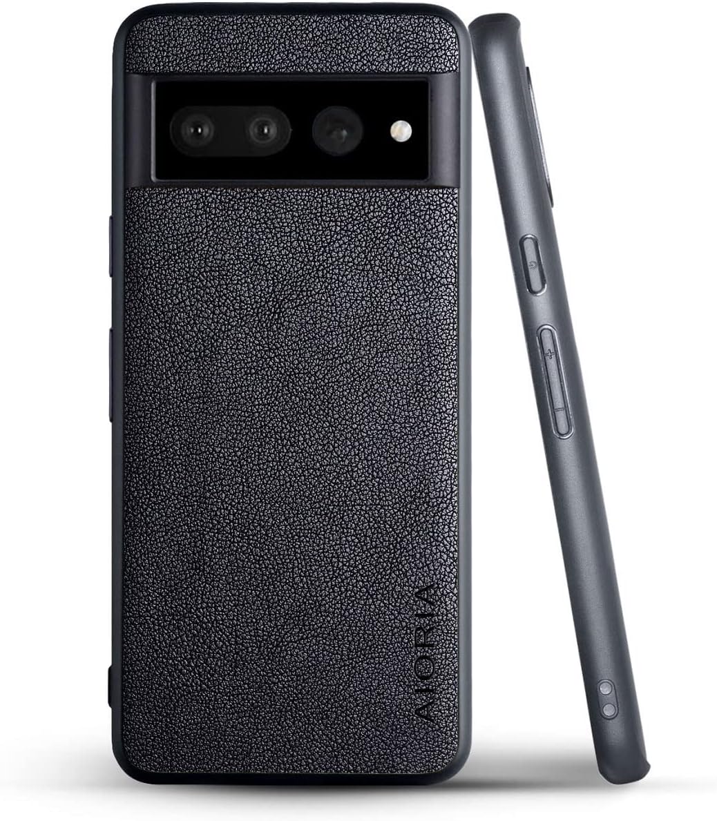 Funda protectora completa para Google Pixel 7, funda de cuero premium para teléfono con diseño retro para Google Pixel 7 5G (negro)