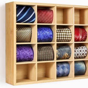 B4Life Estante de corbata montado en la pared, organizador de corbatas para pared, organizador de corbatas de bambú para hombre, soporte de pared B4Life Estante de corbata montado en la pared, organizador de corbatas para pared, organizador de corbatas de bambú para hombre, soporte de pared