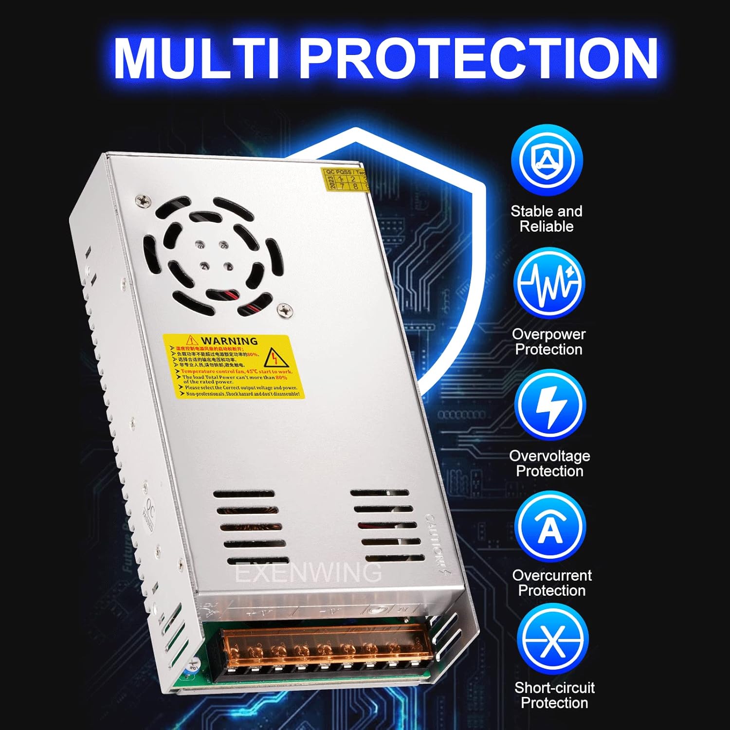 Fuente de alimentación conmutada de 24 V CC 480 vatios, 110 V220 V CA a 24 V CC 20 A, adaptador de convertidor de voltaje universal regulado para