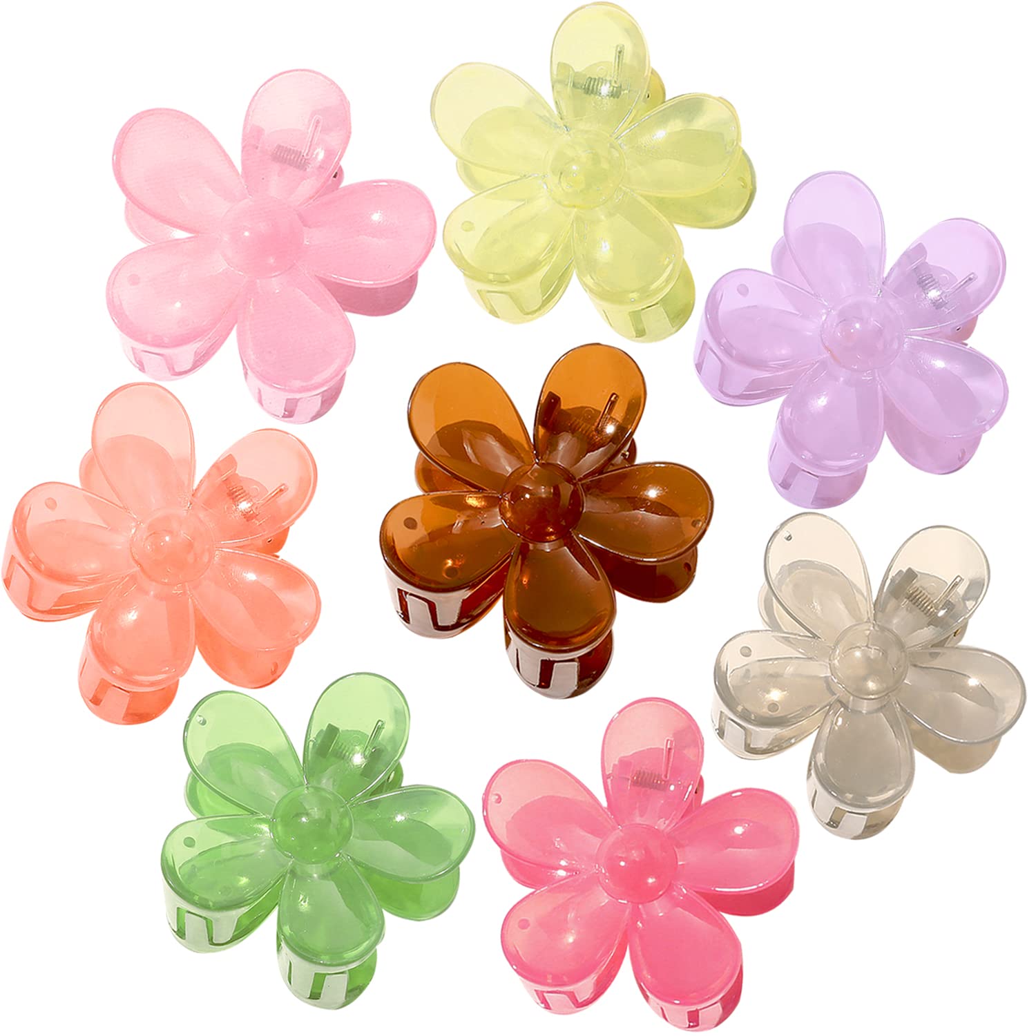 Pinzas para el cabello de flores, 8 pinzas antideslizantes para el cabello, pinzas de garra grandes, lindas pinzas para el cabello de sujeción