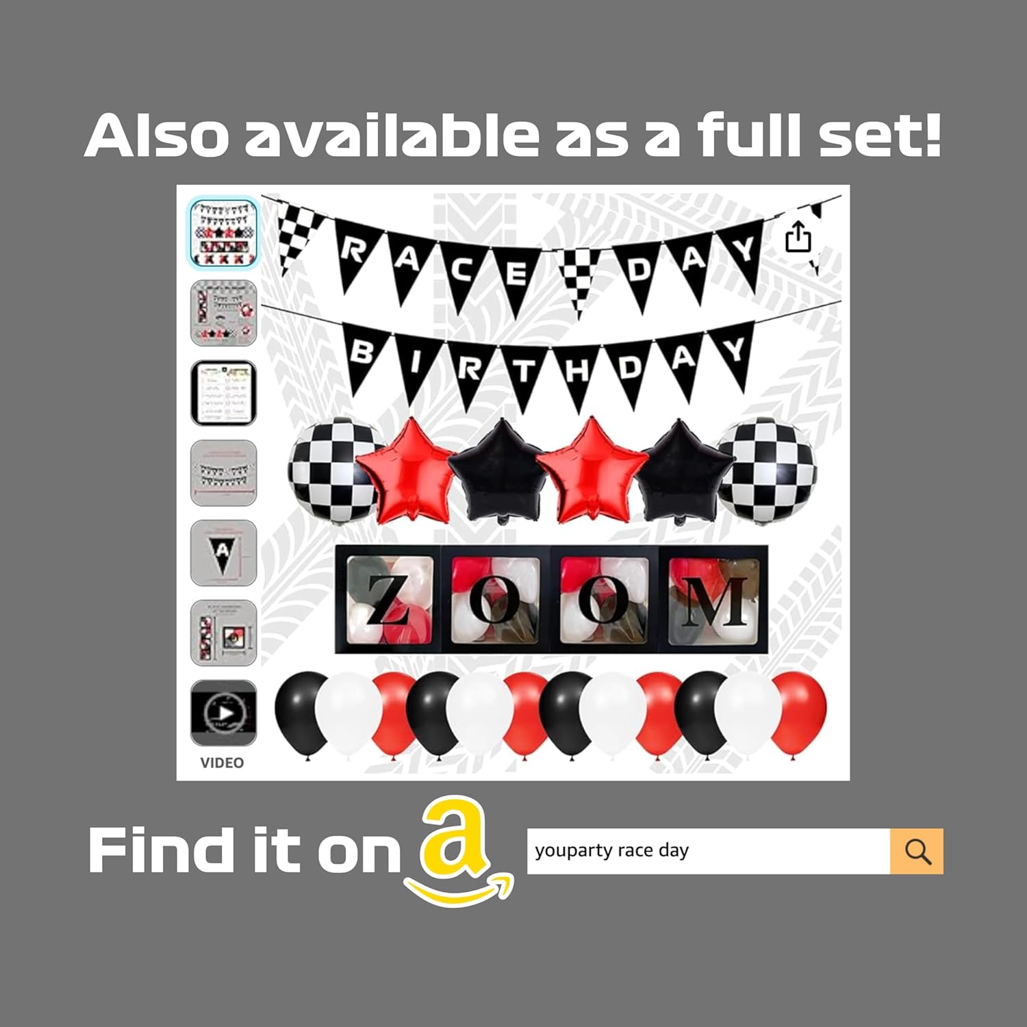 Cartel preencordado de cumpleaños del día de carrera, suministros temáticos de autos de carreras, decoraciones, Nascar, F1, Happy Bday, bandera a