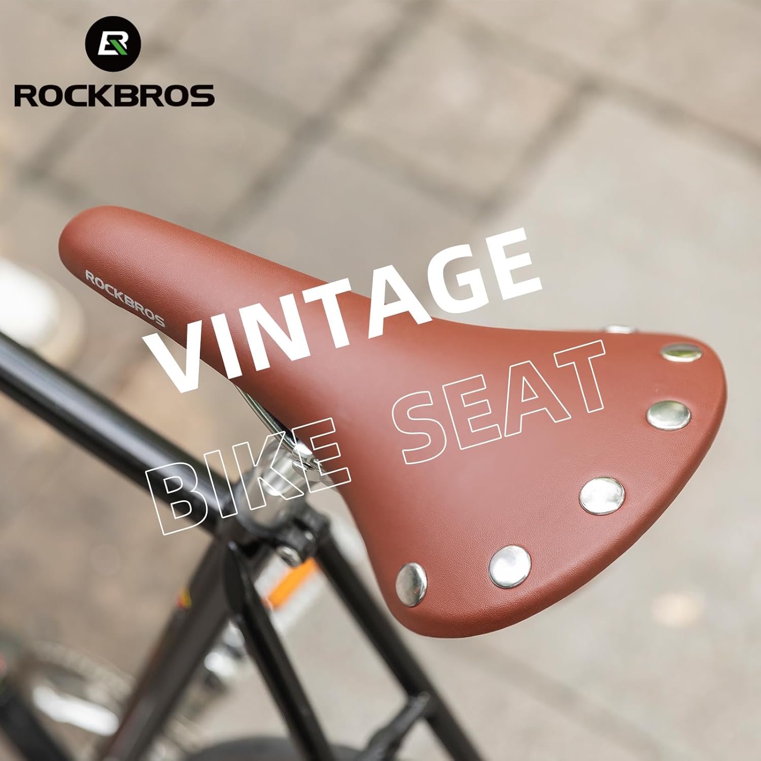 ROCKBROS Asiento de bicicleta, asiento de bicicleta de cuero vintage, asiento de bicicleta impermeable, cómodo asiento de bicicleta para hombres y