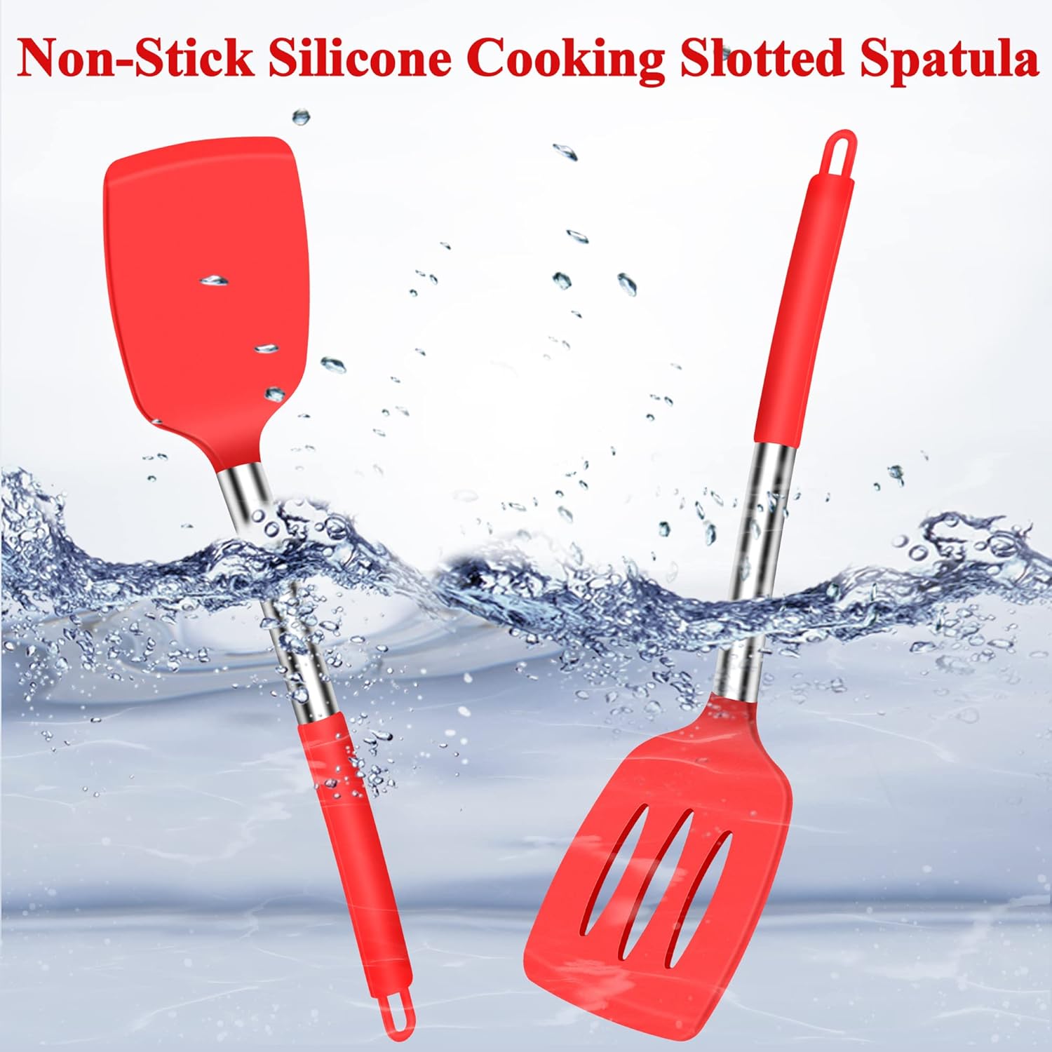 Espátula de cocina de silicona, espátula ranurada de silicona grande resistente al calor, espátulas sólidas para utensilios de cocina