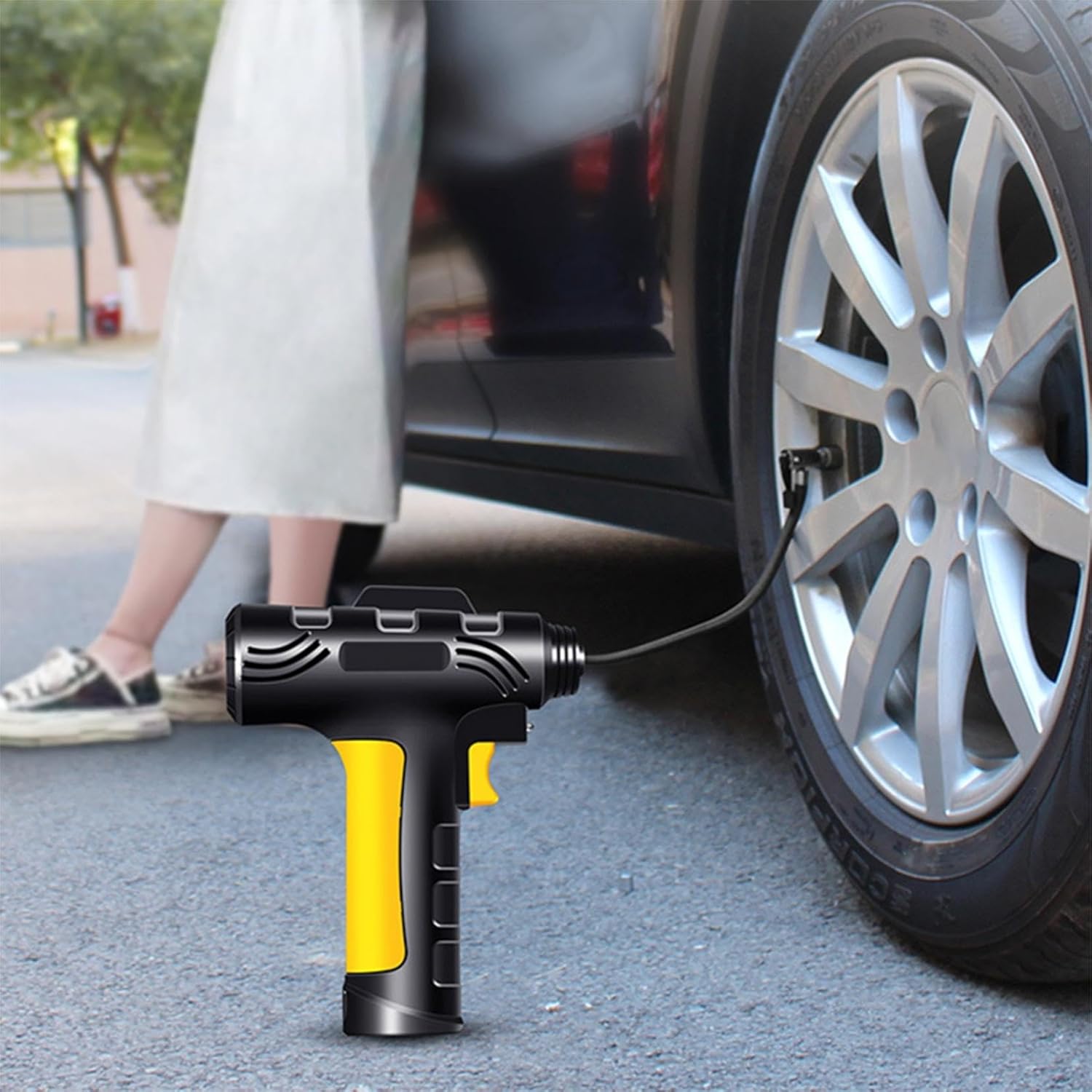 Inflador automático de neumáticos de 12 V, compresor A-ir – Bomba de neumáticos portátil con medidor de presión digital, bomba de inflado recargable