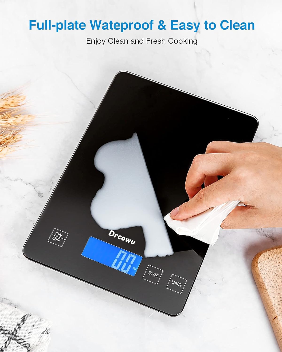 Drcowu – Báscula digital grande de cocina, báscula de cocina de 33.1 lbs para hornear, cocinar, Keto y preparación de comidas, báscula de peso de