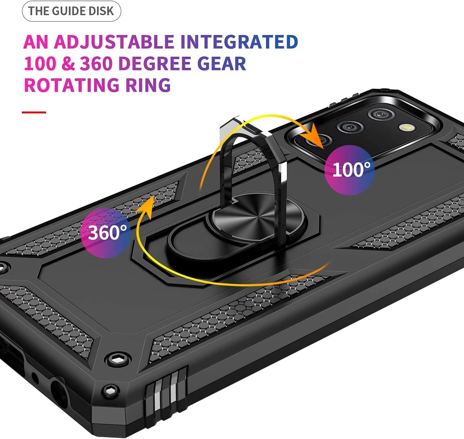 TJS Funda compatible con Samsung Galaxy A03S, con protector de pantalla de vidrio templado, soporte magnético con soporte magnético resistente