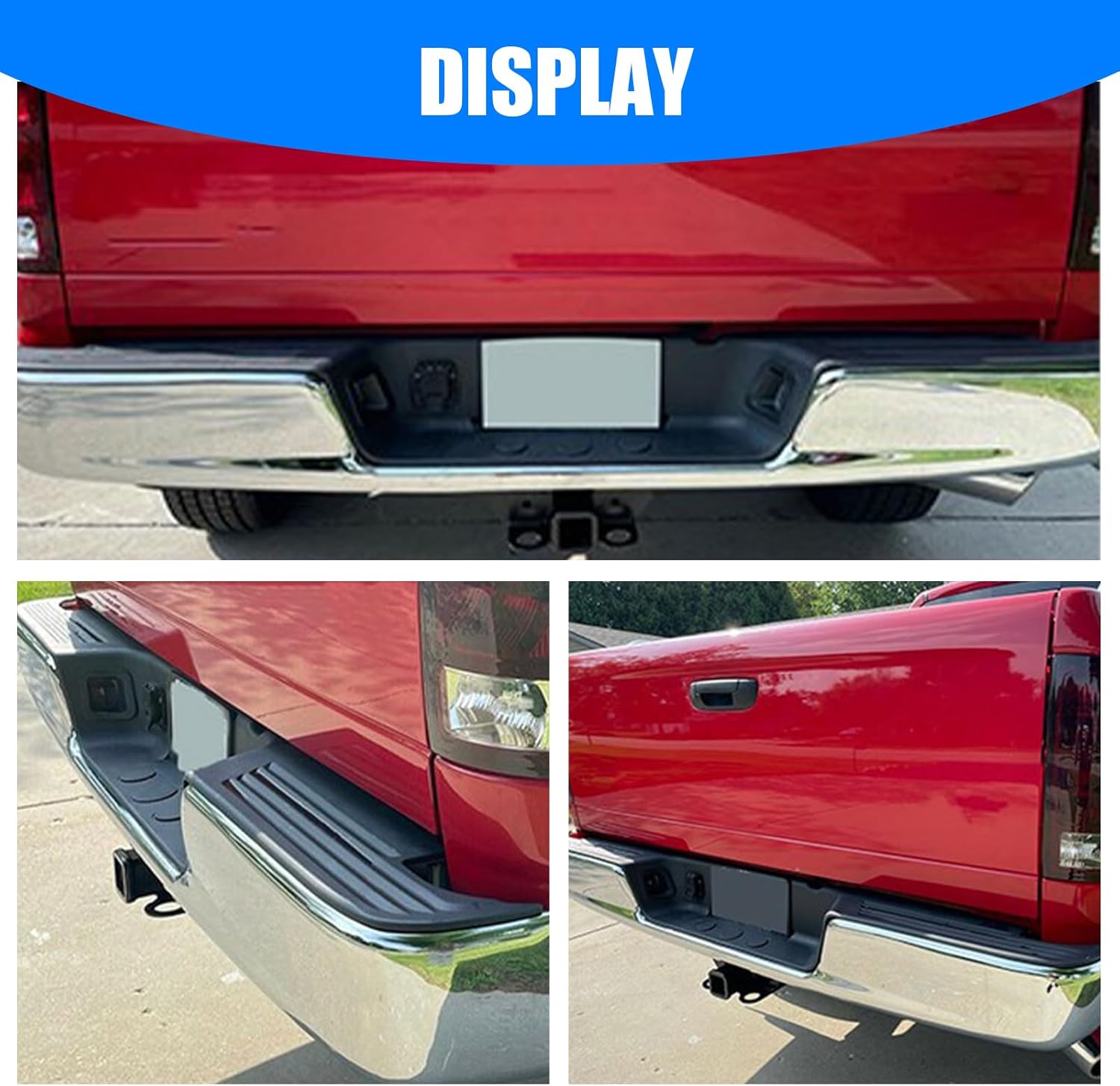 Conjunto de parachoques trasero compatible con Ram 1500 2002-2008 2003-2009 Ram 2500 3500, parachoques de acero cromado de camioneta con soportes de