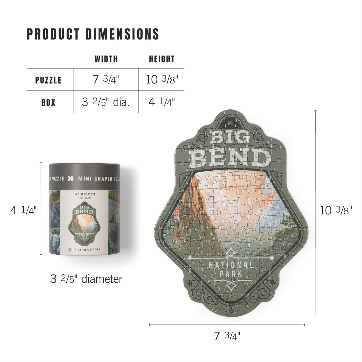 Lantern Press Mini rompecabezas para adultos, protege nuestros parques nacionales (Big Bend)
