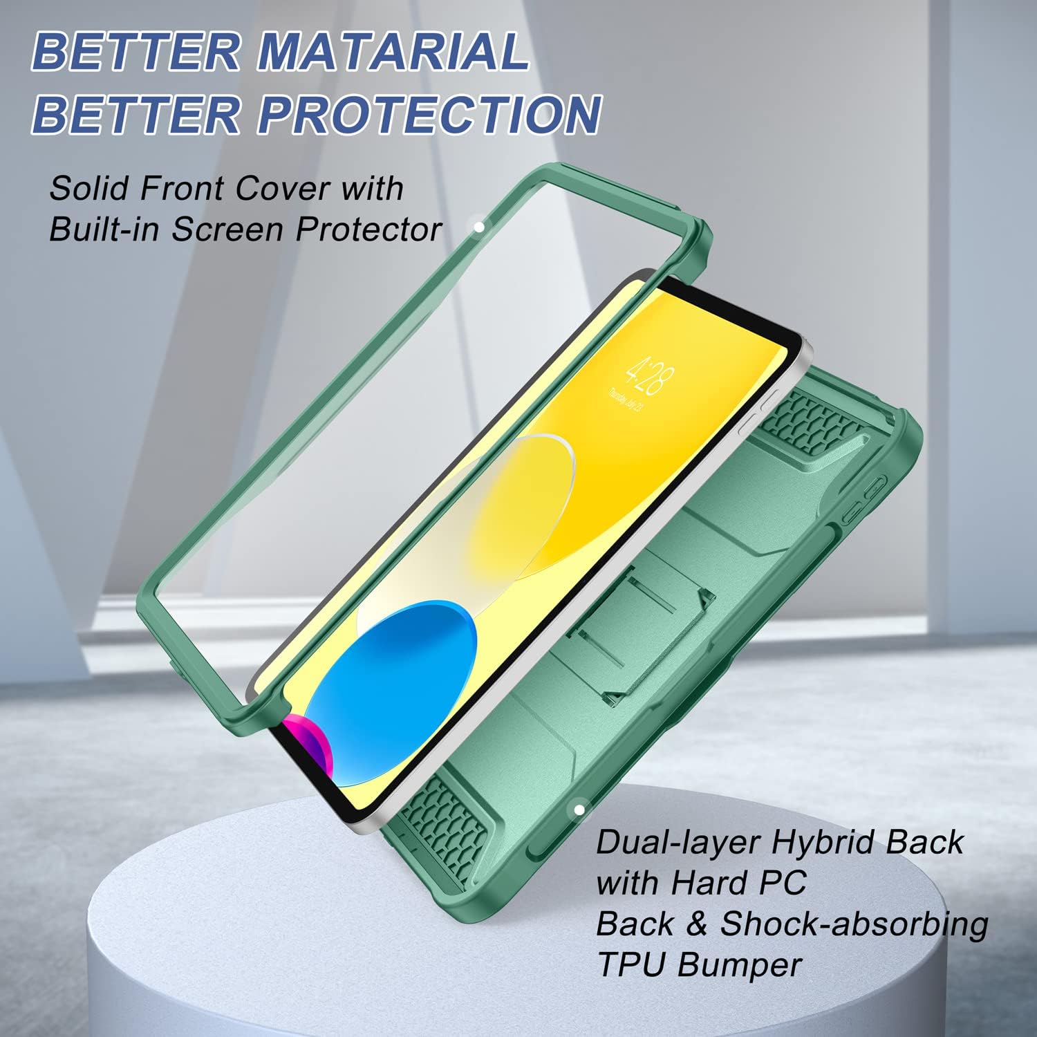 Soke Funda para iPad de 10.9 pulgadas de 10.9 pulgadas 2022, con protector de pantalla integrado y soporte, funda protectora de cuerpo completo