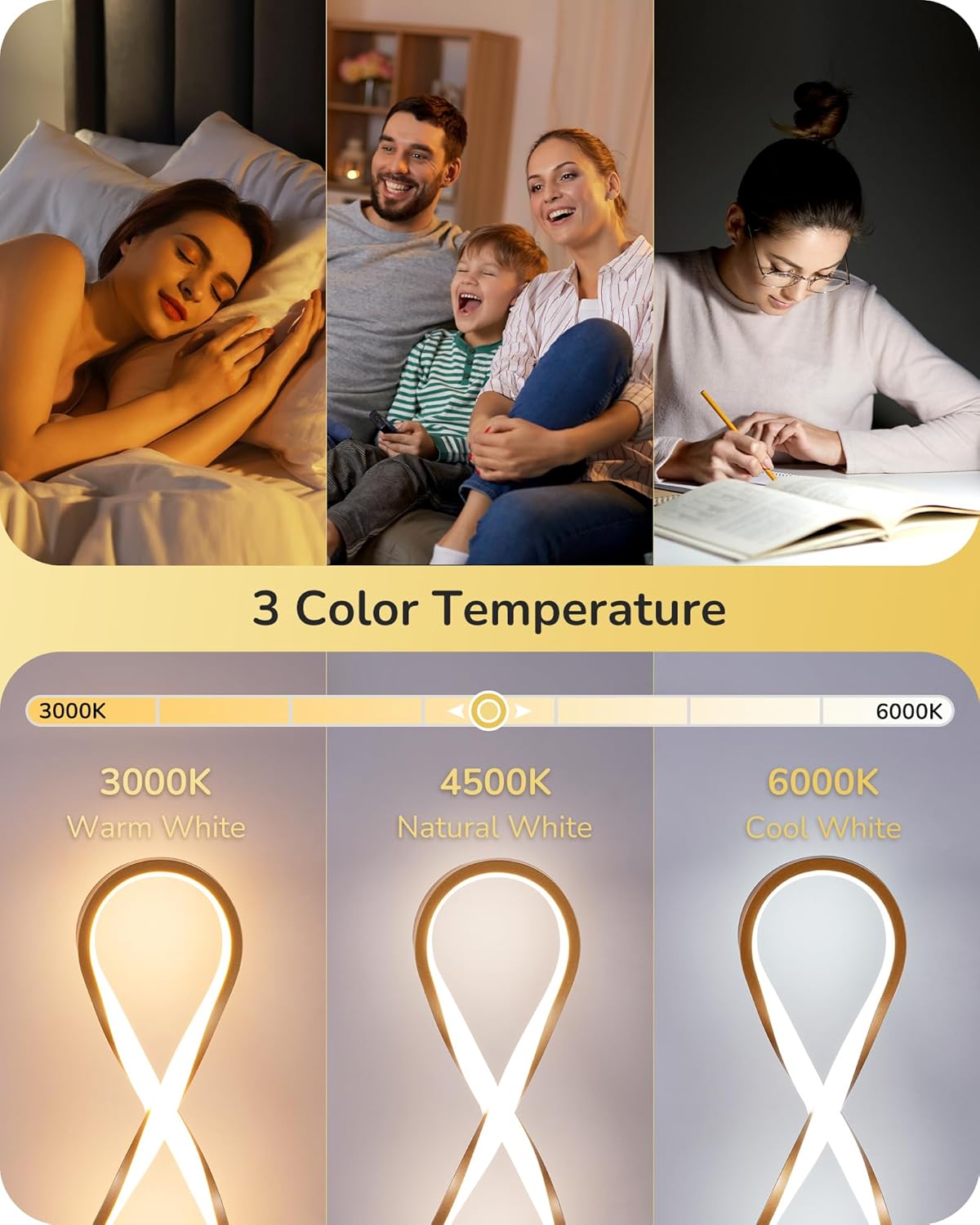 EDISHINE Lámpara de mesa LED, lámpara de noche con control táctil, temperatura de 3 colores, atenuación continua máxima de 475 lúmenes, lámpara de