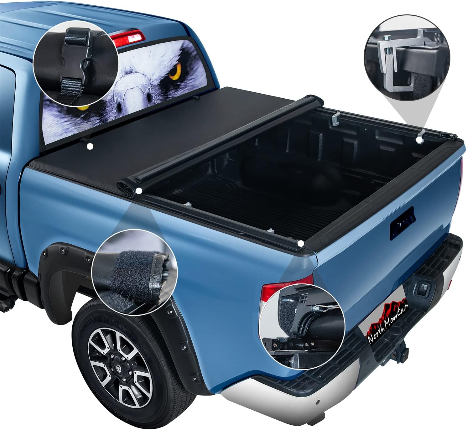North Mountain Cubierta enrollable Tonneau para caja de camioneta ChevyGMC de 6.5 pies, se adapta a Chevrolet 1988-2000, GMC C1500, C2500, C3500,