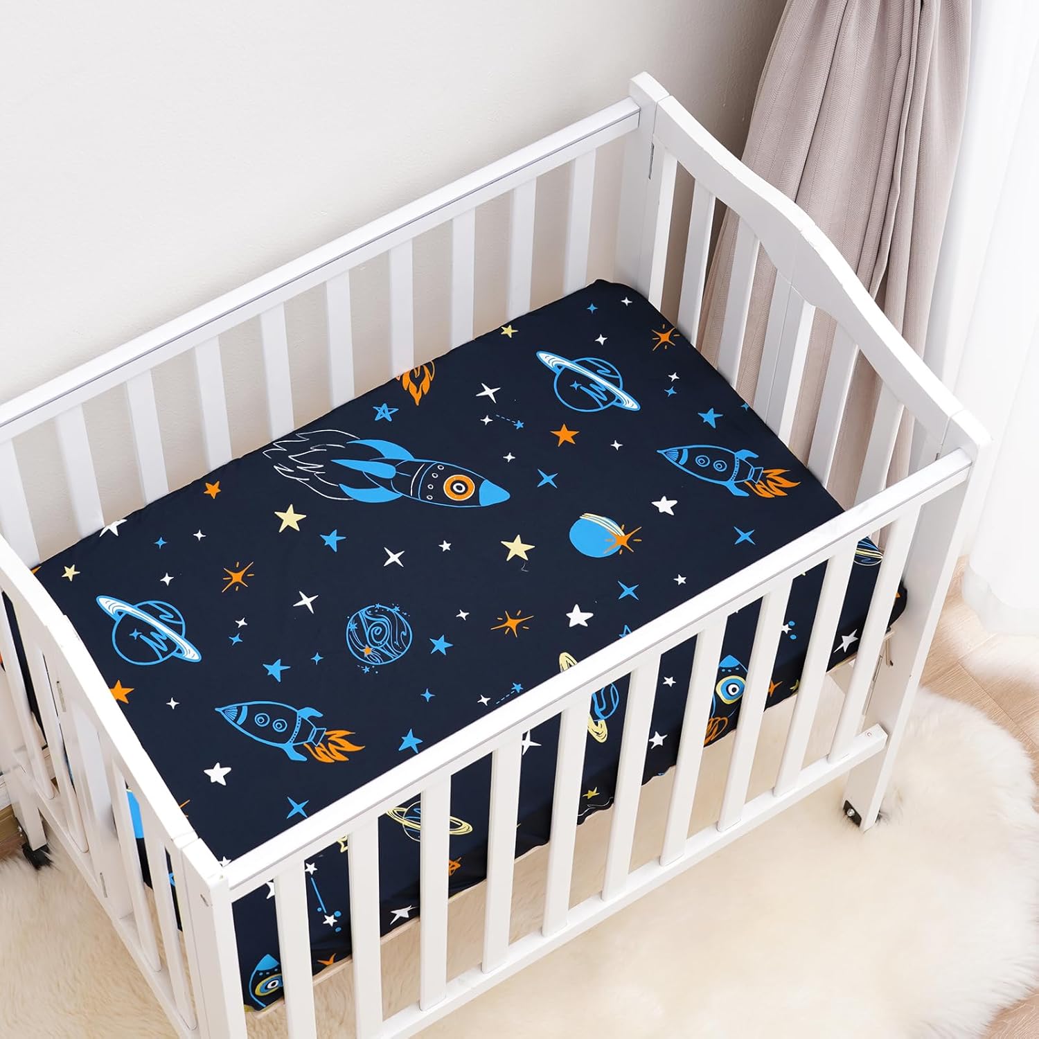 david’s kids Paquete de 3 sábanas para cuna mini, paquete premium N Play, sábanas neutrales para niños y niñas, suaves y transpirables, para