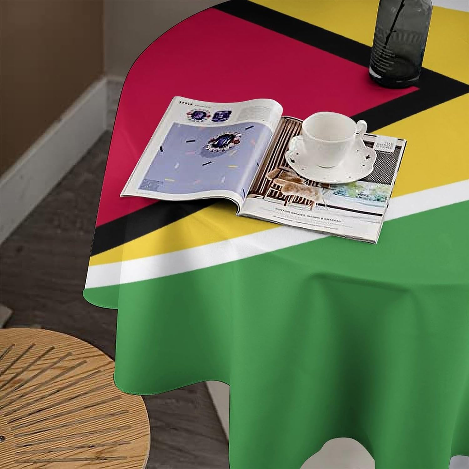 Mantel redondo con bandera de Guyana, lavable, poliéster, vintage, para picnic, fiesta, cena al aire libre, comedor, mantel decorativo, 36 x 36