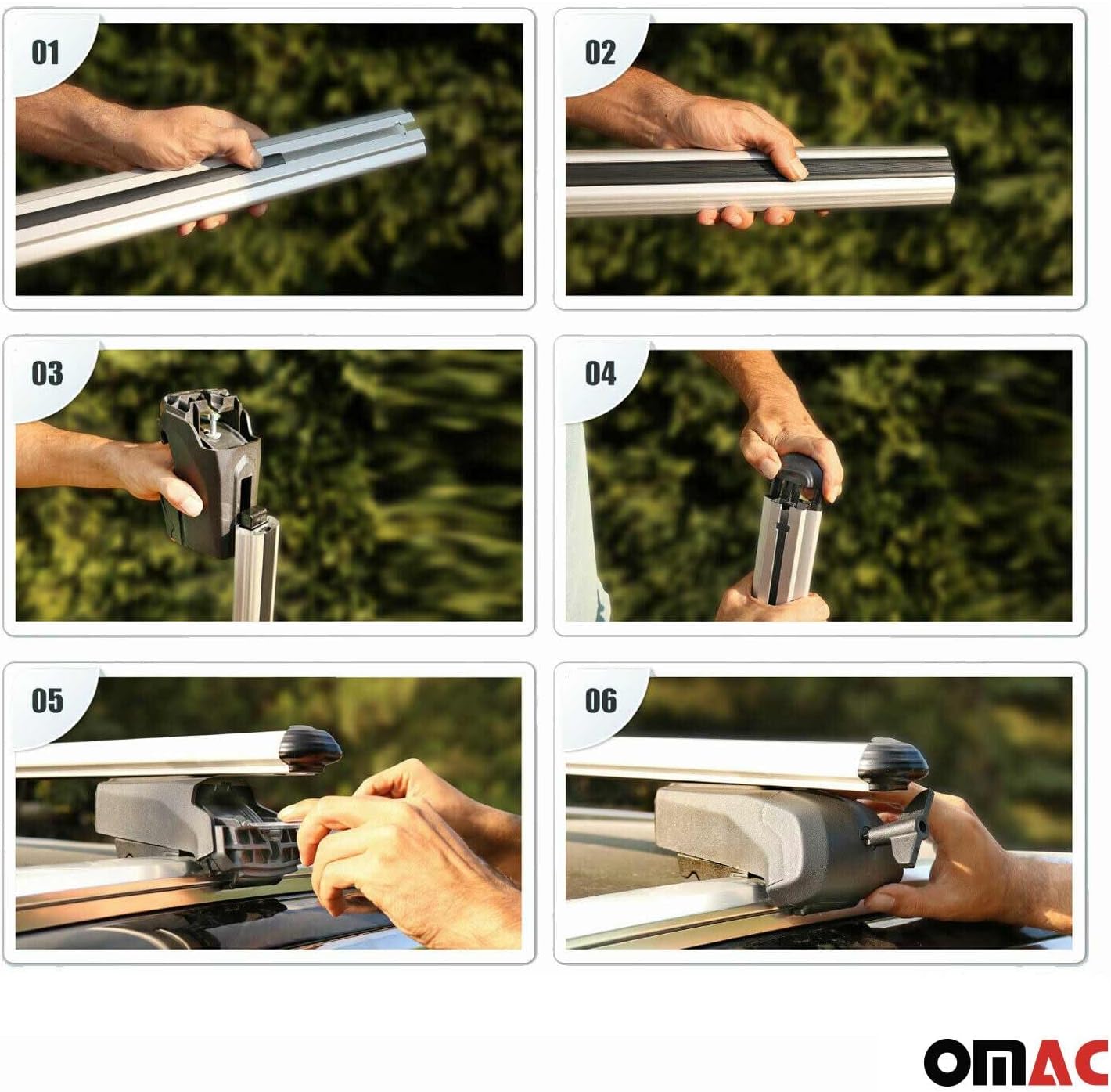 OMAC Portaequipajes con cerradura para Mazda CX-90 2024, color gris, 2 piezas antirrobo para viajes, kayak, canoa, surf, esquí, snowboard, camping