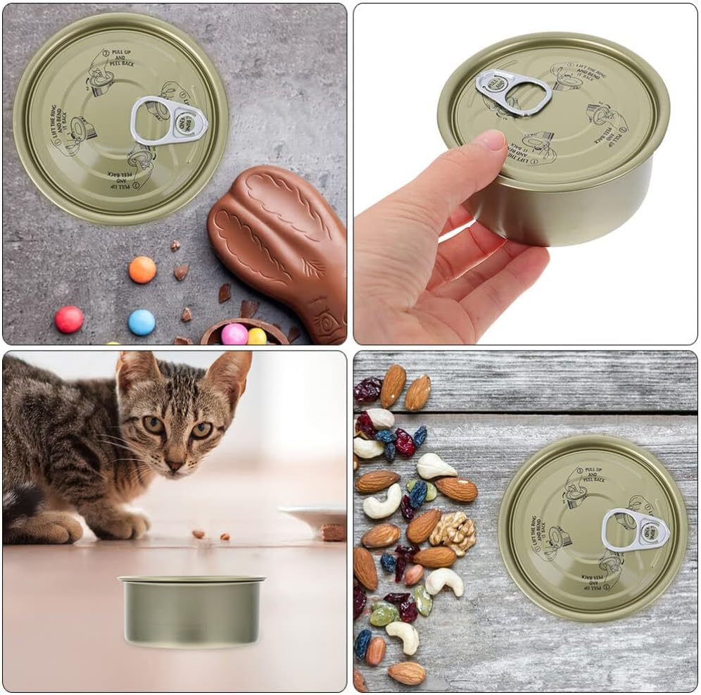Luxshiny Cali – 12 latas autosellables con tapa a presión, contenedor de alimentos rellenable, redondo, vacío, latas de atún para pescado, dulces,