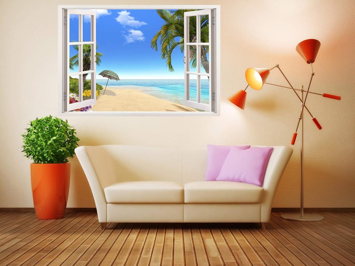 Mi Alma Calcomanías de pared de vinilo extraíbles 3D, diseño de marco de ventana, amplia variedad de vistas realistas, fáciles de aplicar, despegar