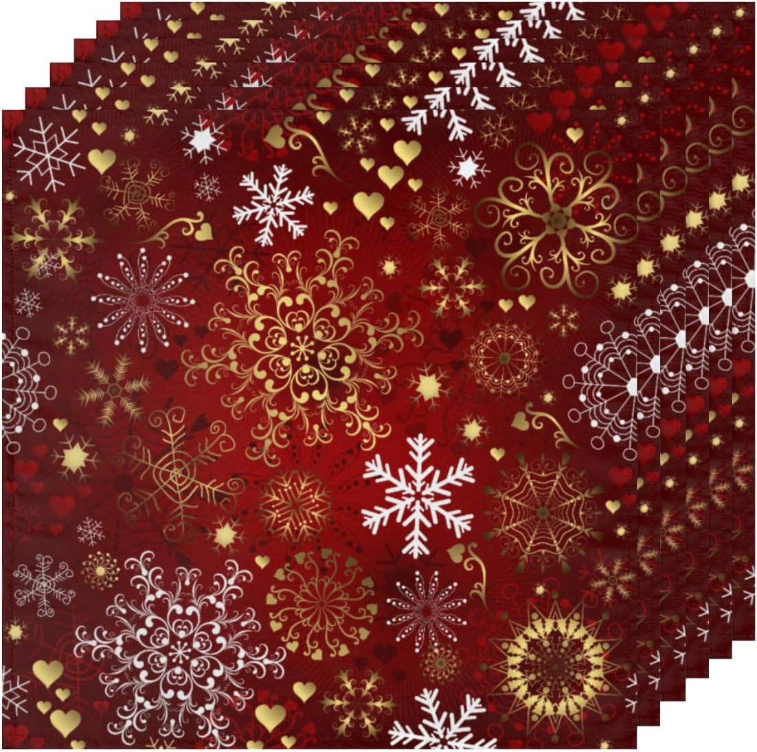 Cloth Napkins Set of 6 Christmas Theme 20×20 Inch Cloth Napkins Winter Holiday Snowflake Washable Reusable Kitchen Dinner Napkins Table Decor for
