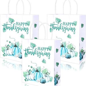 Whaline 12 bolsas de regalo de otoño con asas, bolsas de papel de Feliz Acción de Gracias, calabazas azules, hojas de arce, bolsas de dulces, bolsas Whaline 12 bolsas de regalo de otoño con asas, bolsas de papel de Feliz Acción de Gracias, calabazas azules, hojas de arce, bolsas de dulces, bolsas