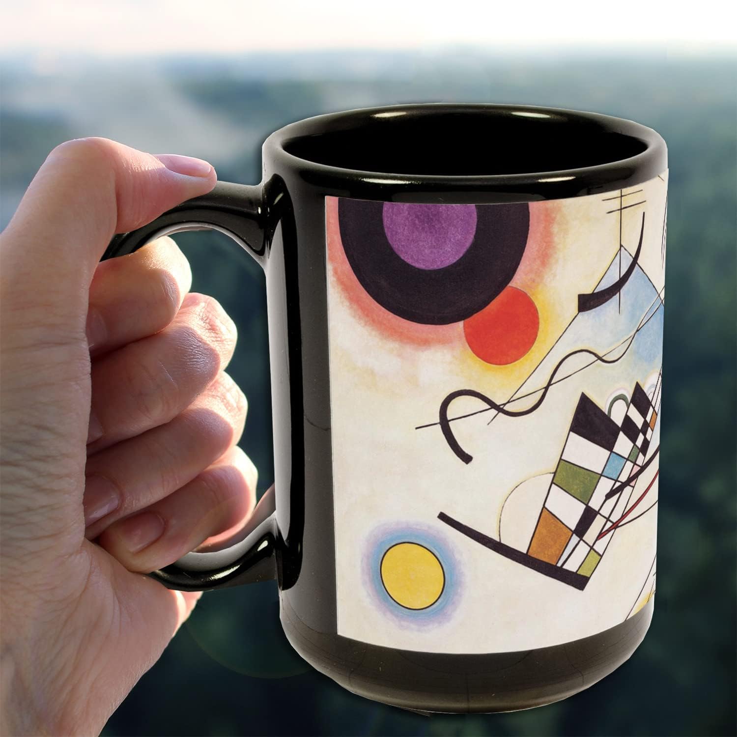 Kandinsky Composition 8 – Taza de café (15 onzas), color negro