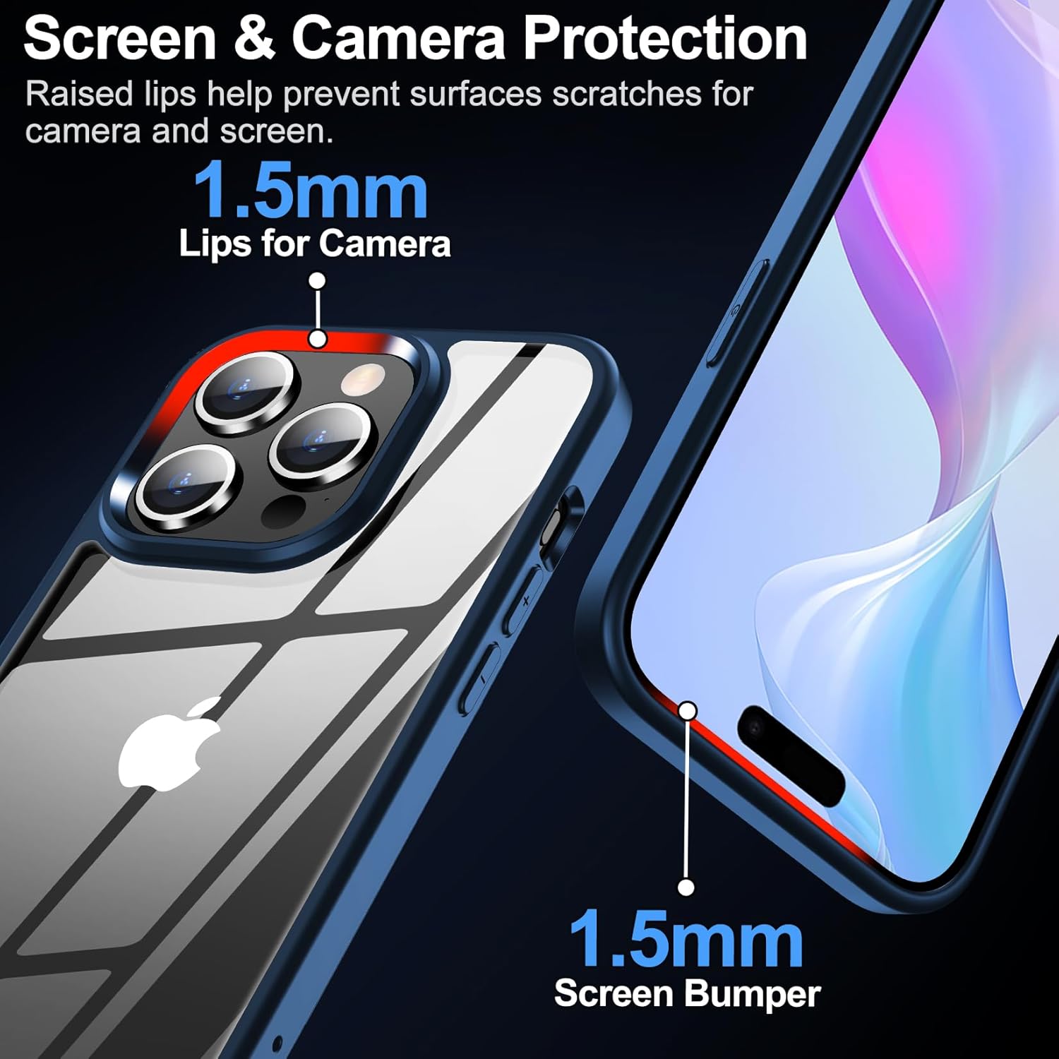 MOZOTER Funda transparente para iPhone 15 Pro, antiamarilleo, protección contra caídas de grado militar, a prueba de golpes, funda delgada para