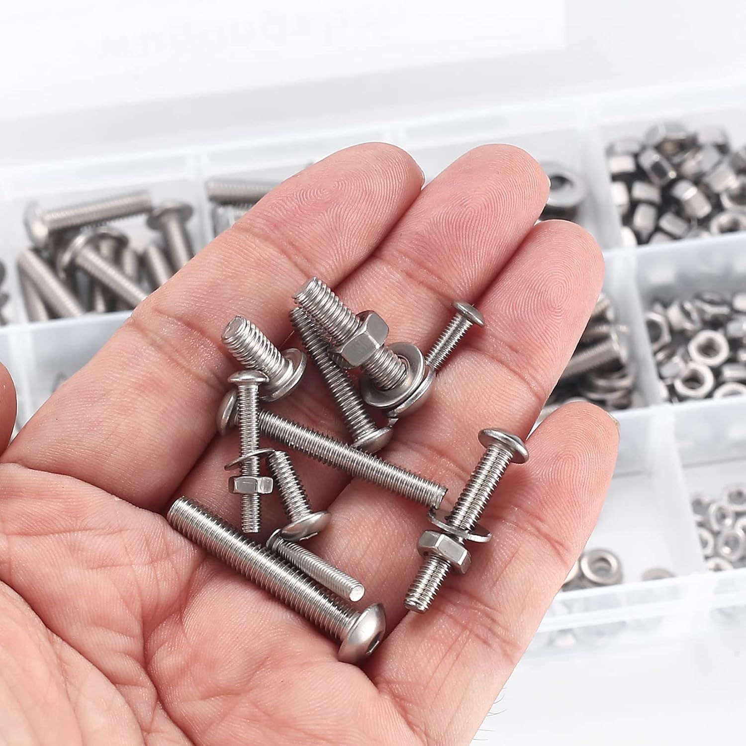 Juego surtido de 300 tornillos y tuercas y arandelas planas, tornillos de cabeza hexagonal de acero inoxidable M3M4M5, tornillos y arandelas de