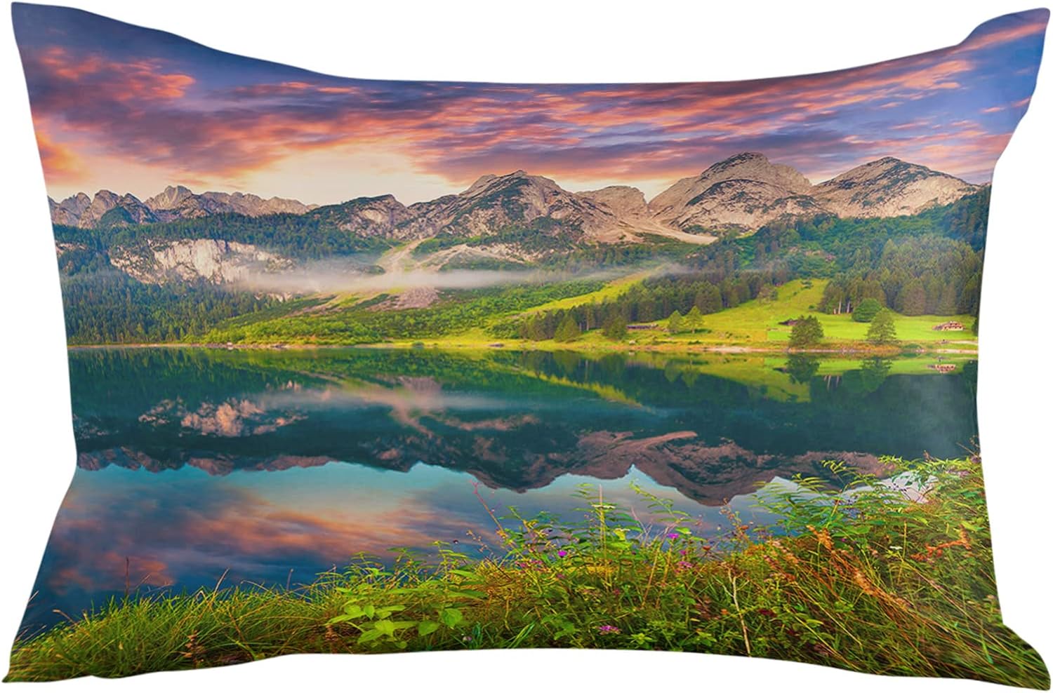 T&H XHome Fundas de almohada de 12 x 20 pulgadas, paisajes naturales, hermosas fundas de almohada de microfibra cepillada suave con cierre de
