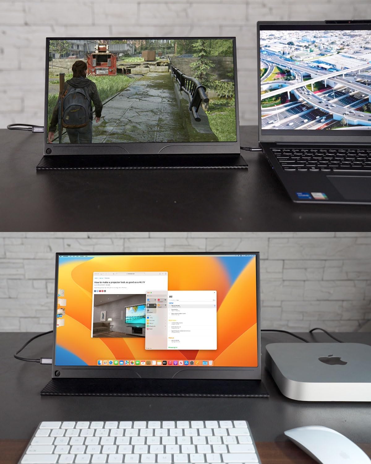 Intehill Monitor portátil para portátil y mini PC, pantalla 1080P Matt A+ de 15.6 pulgadas con USB tipo C y HDMI, monitor de viaje para nómadas