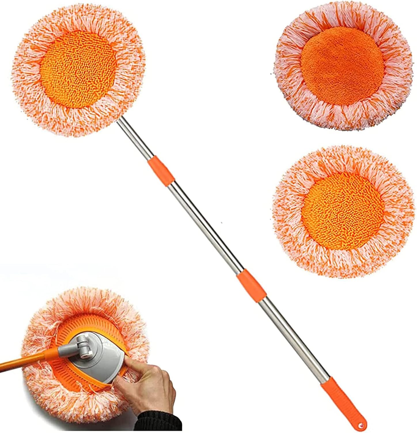 Enthowother Trapeador de limpieza ajustable giratorio de 360 grados, trapeador de girasol extensible giratorio de 360, fregona multifuncional de