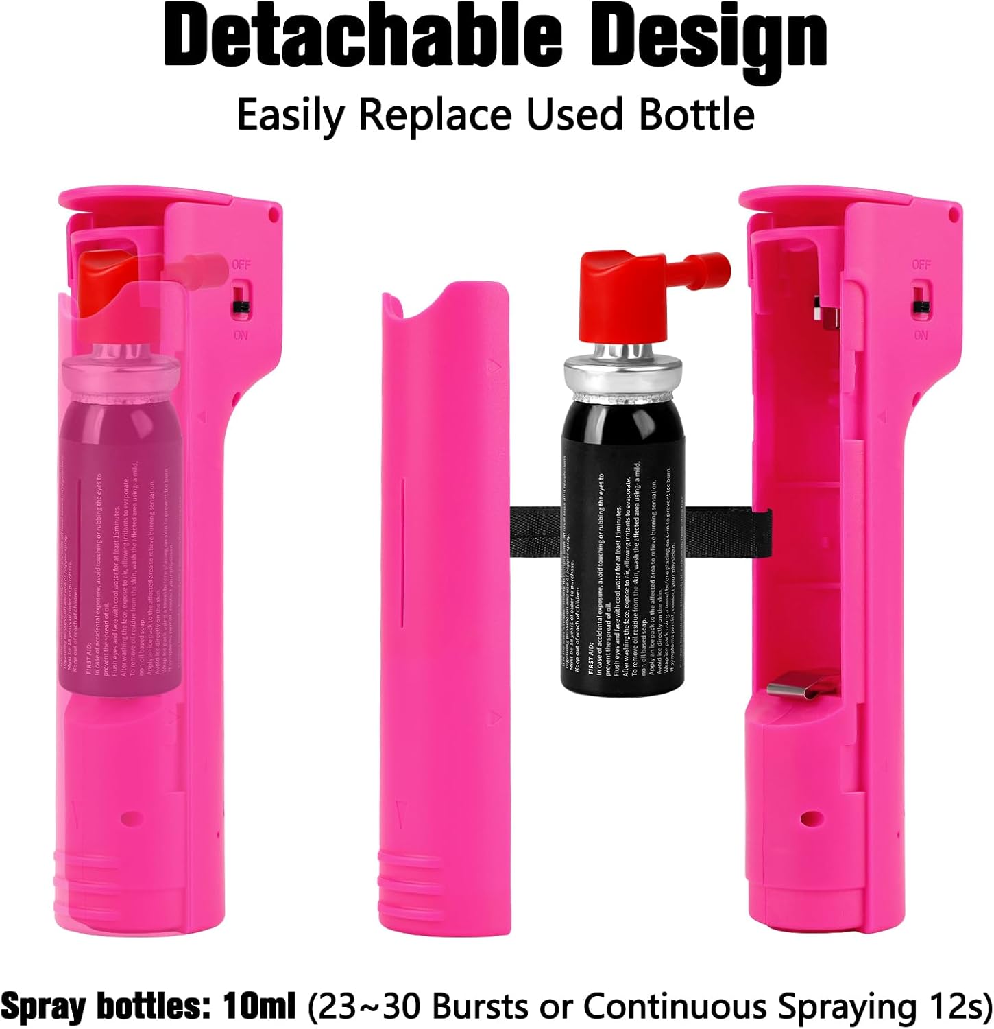 Spray de pimienta 3 en 1 con alarma para defensa personal de mujeres, llavero de defensa para protección de seguridad personal, gel recargable,