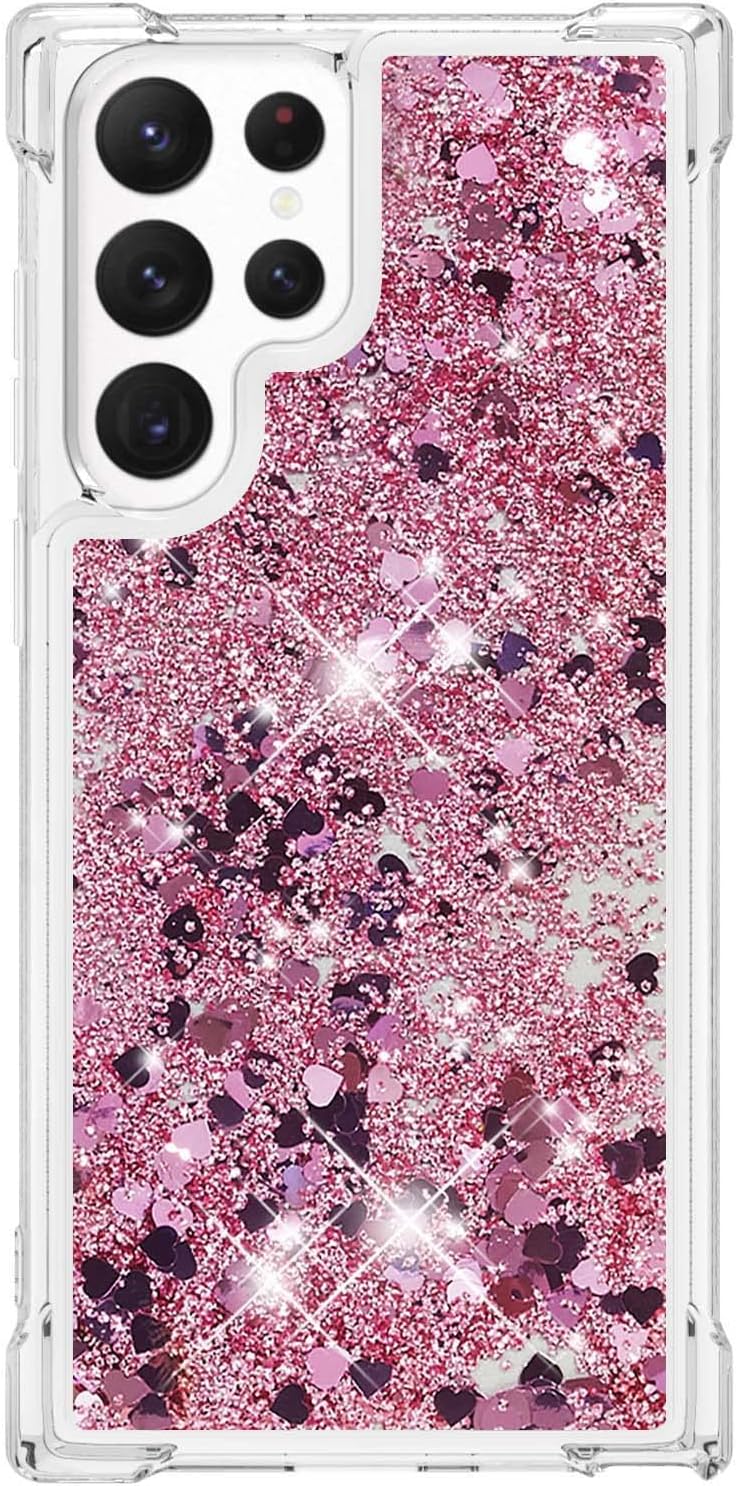 Funda para Galaxy S23 Ultra, funda transparente líquida con purpurina flotante de arena movediza a prueba de golpes, funda protectora de silicona