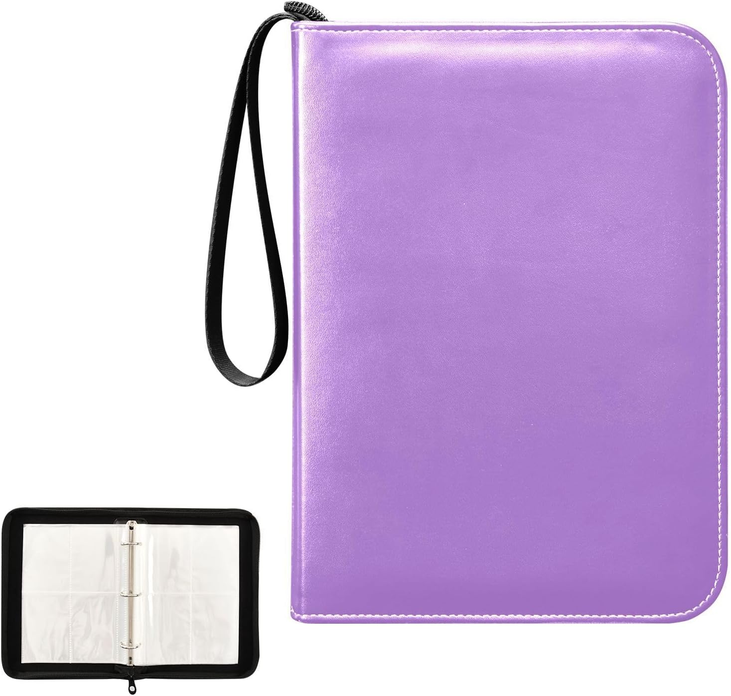 Carpeta de tarjetas de fútbol lavanda con mangas, fundas para tarjetas con 400 ranuras, ideal para varias tarjetas de juego