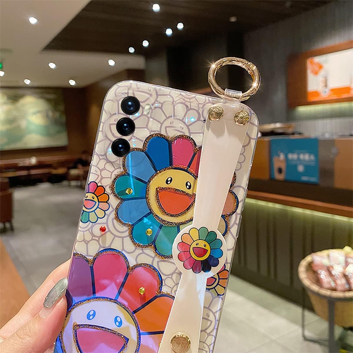 Funda protectora para Motorola Moto G Stylus 5G (no 4G) 2022 de 6.8 pulgadas con correa para la muñeca con purpurina IMD lindo diseño de dibujos