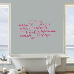 Adhesivo decorativo para pared de baño  Calcomanías de baño  Vinilo de baño  Calcomanía de palabras de baño  Rosa oscuro Adhesivo decorativo para pared de baño  Calcomanías de baño  Vinilo de baño  Calcomanía de palabras de baño  Rosa oscuro
