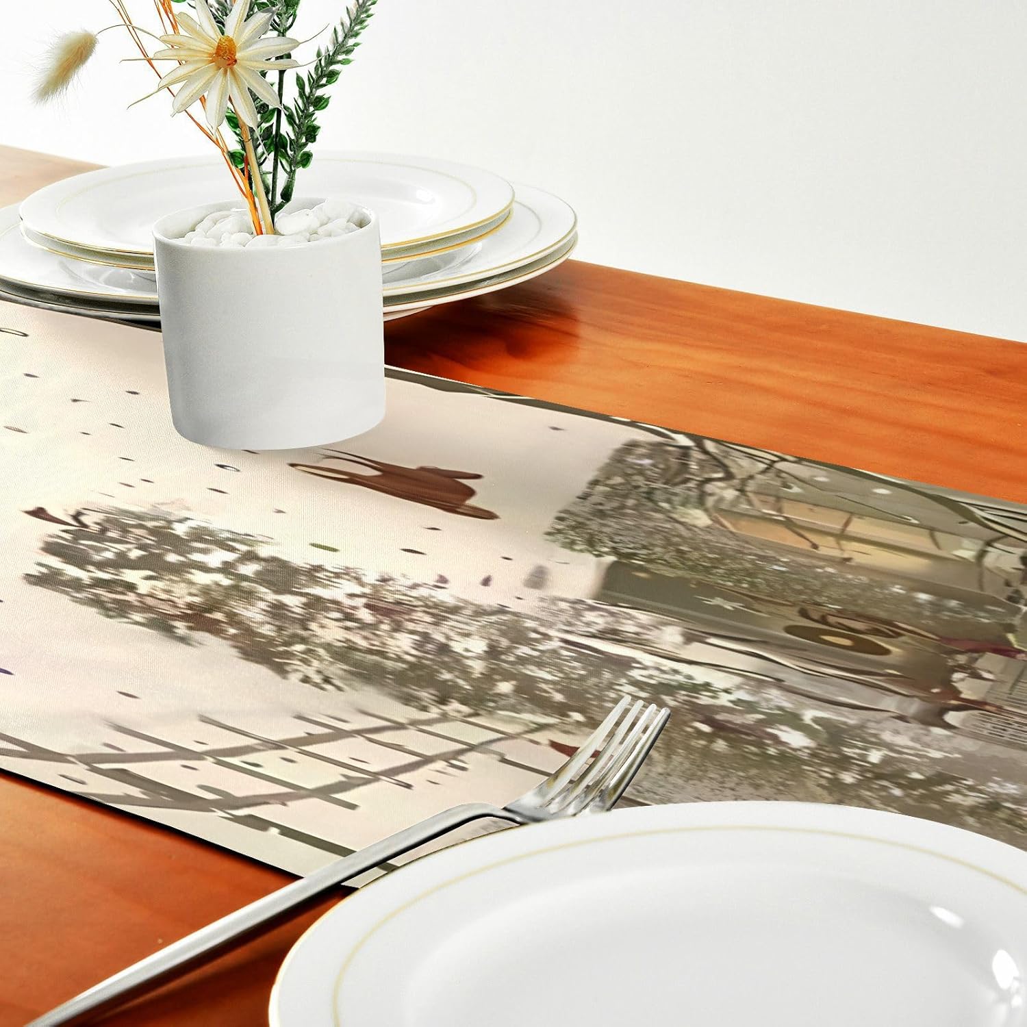 Christmas Rustic Red Truck Table Runner Fall Decor for Dining Table Decor Christmas Table Runner 72 Inches Long