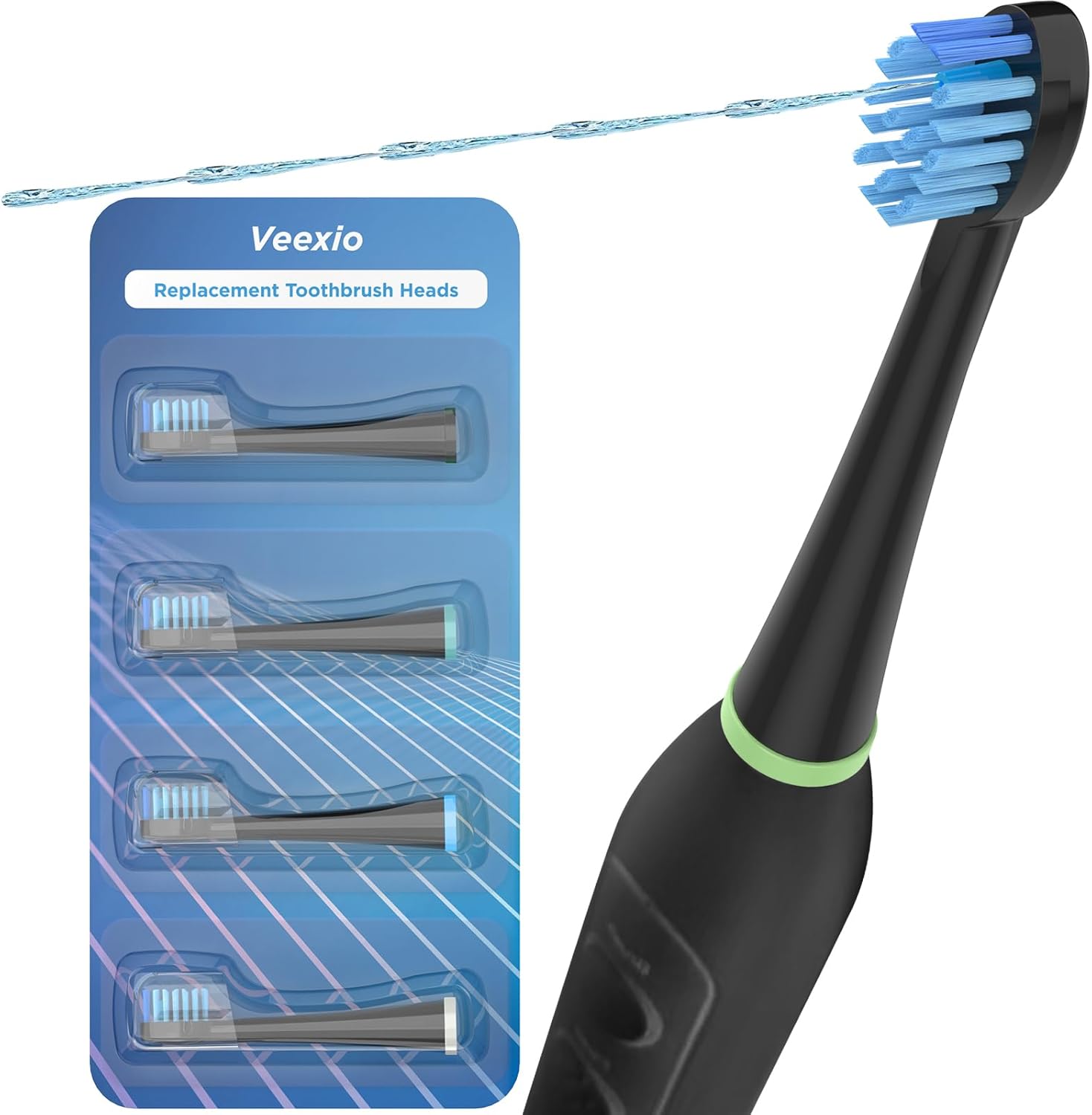 Cabezales de repuesto para cepillo de dientes con cubiertas para Water Pik Sonic Fusion SF01SF02 y Sonic Fusion 2.0 SF03SF04, 4 unidades, color negro
