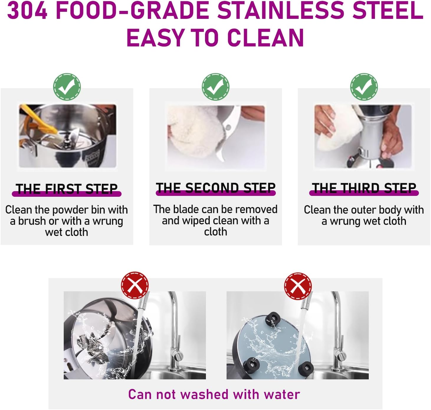 Molino de grano eléctrico de 70.55 oz, Molino de grano de acero inoxidable 304, Molinillo de especias comercial de alta velocidad de 3600 W, Molino