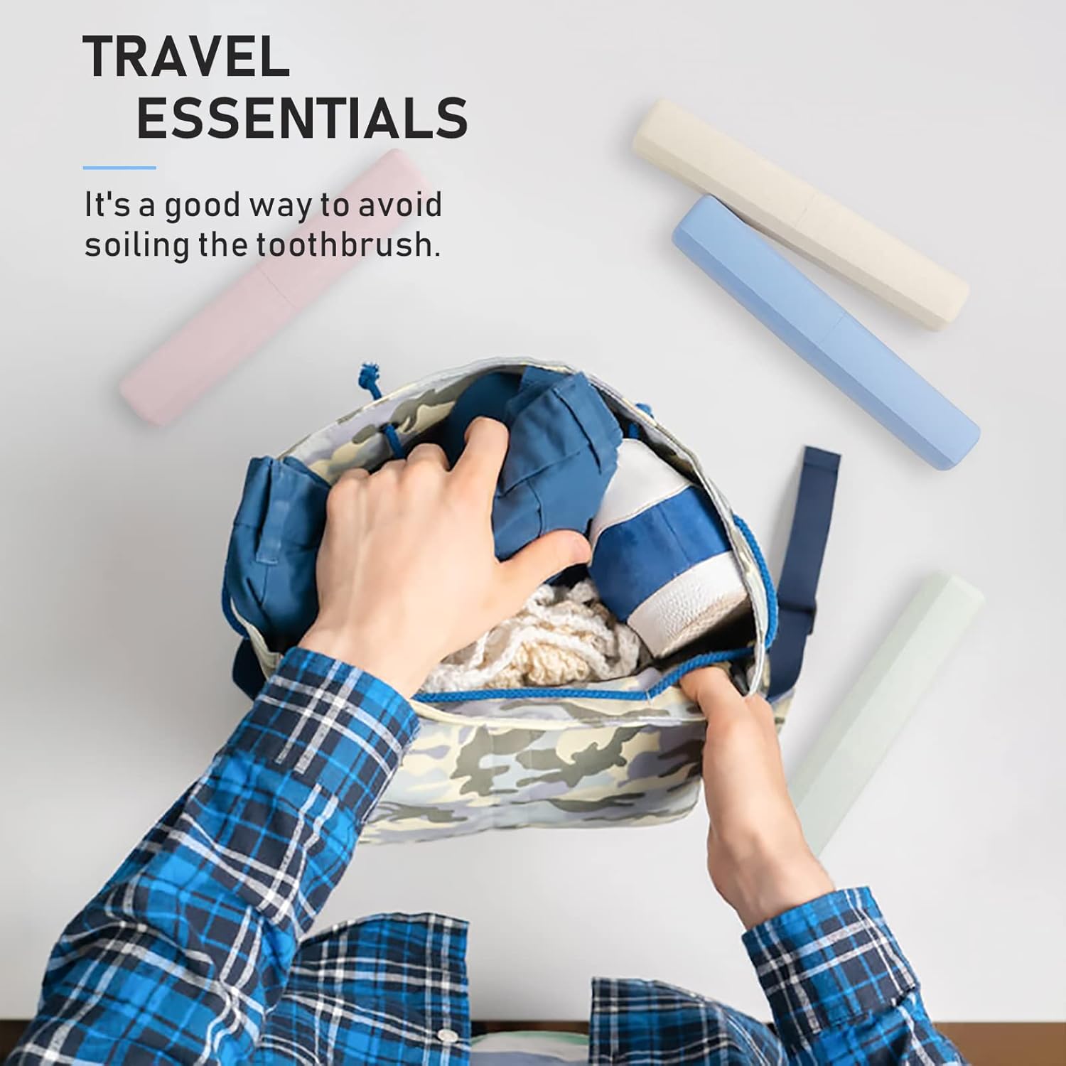 Paquete de 4 fundas portátiles para cepillos de dientes, de plástico transpirable, para el hogar, viajes, negocios, campamento, escuela